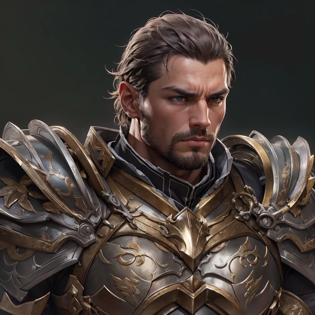 shoot from below, ((highest quality, 8K, Super detailed, masterpiece: 1.3)), (border、strong edges:1.2),(no background,no groundback:1.2),1 boy, shiny skin, muscular, firmly,perfect body beauty, muscularの, short hair, anatomically correct body、 ((balanced face)), Fearless face、manly、Knight Commander、(armor:1.2)、32 years old