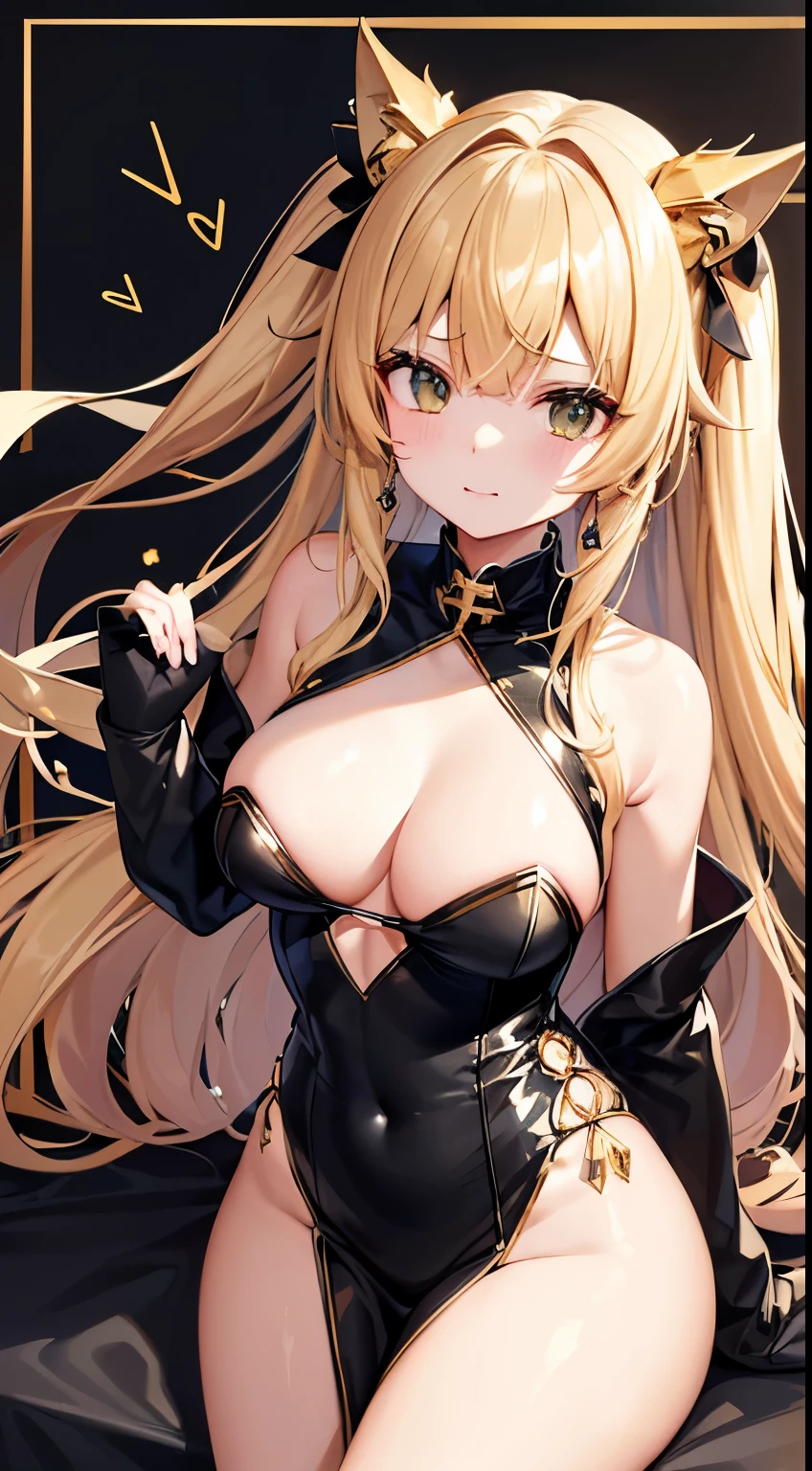 hight resolution、hightquality、ultra-detailliert、8k wallpaper、1 girl、Beautiful fece、Shark earrings、Have shark decorations、Contains shark elements、Kamimei、Melancholy is in the air、Lovers feeling、Be loved、Familiarity、Lots of gold and black、Gold and black background, show off nipple