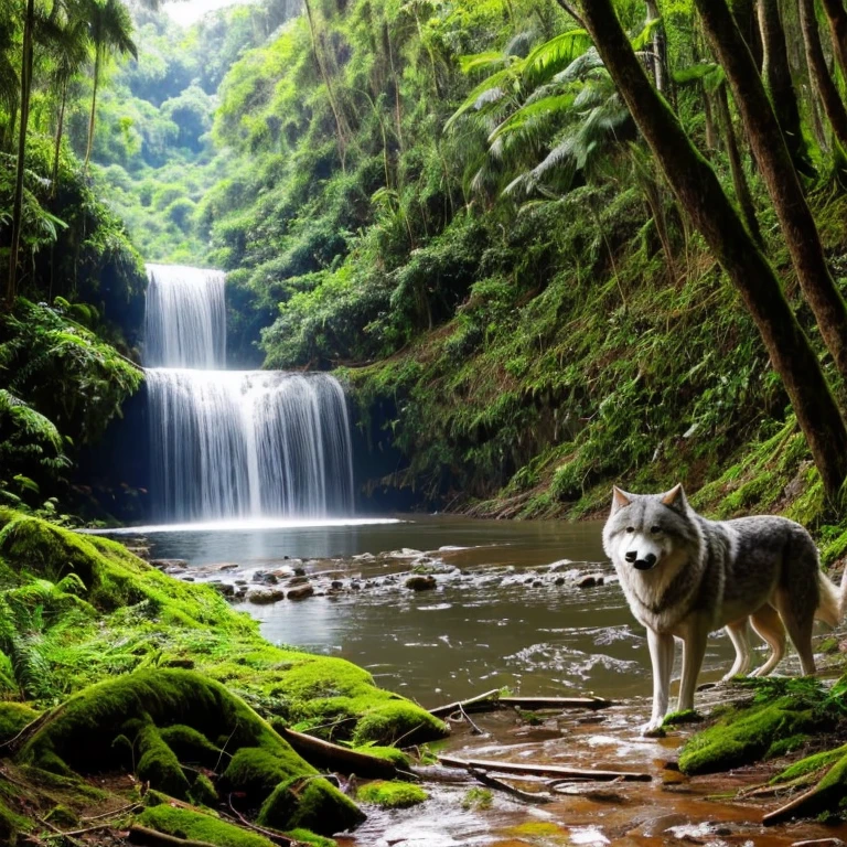 Na floresta os lobos ajudam outro lobo ferido