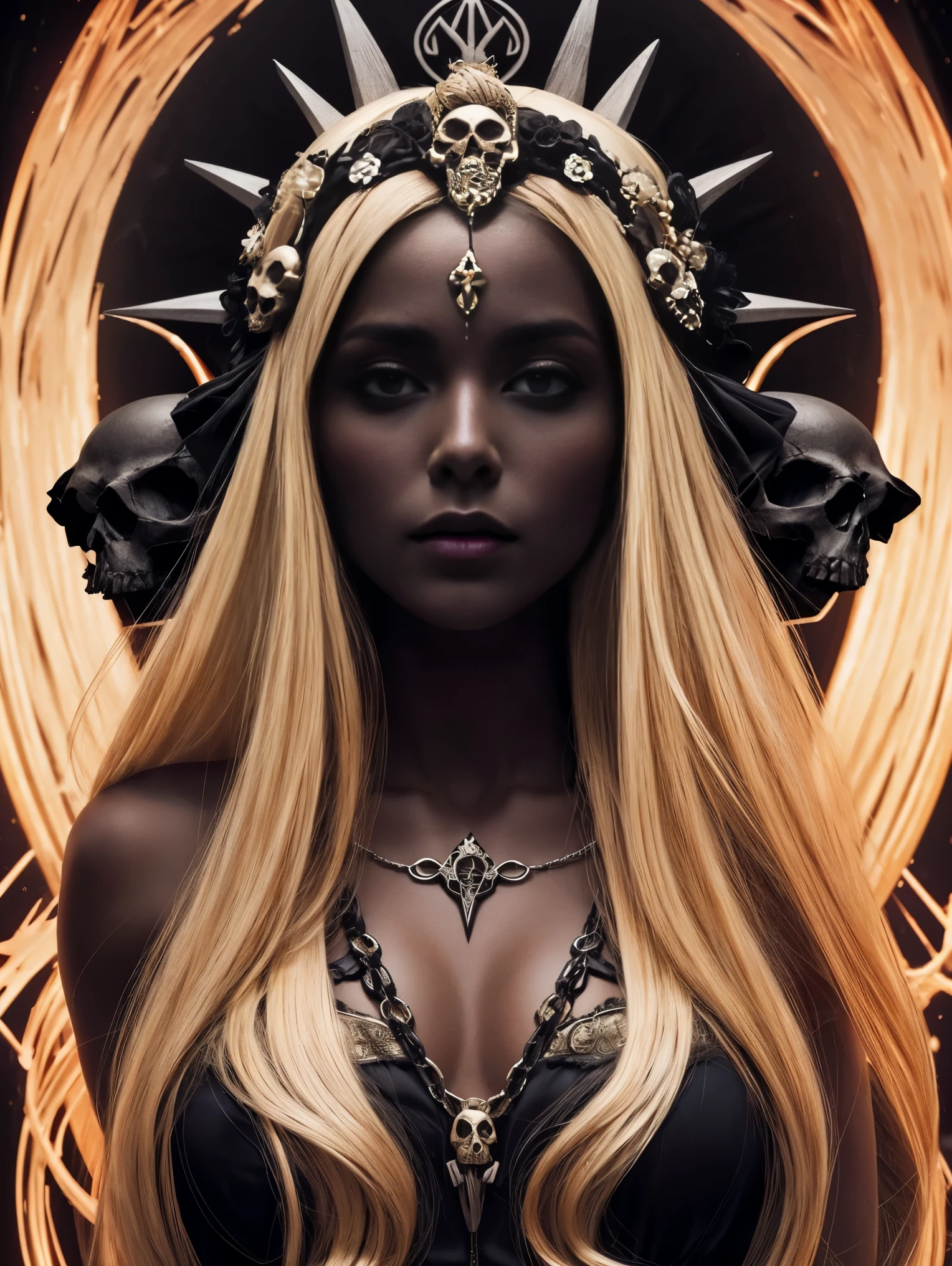 Goddess of Supreme Death, Dark and Nefarious Skull, blonde hair 