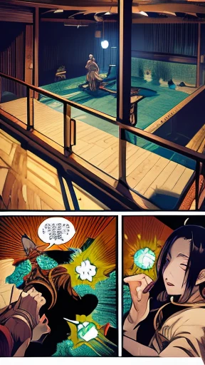 An image illustration of a scene where Susanoo and Kushinadahime fight and pass each other during childbirth.