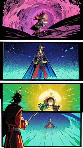 Illustration of Susanoo and Kushinadahime fighting and passing each other