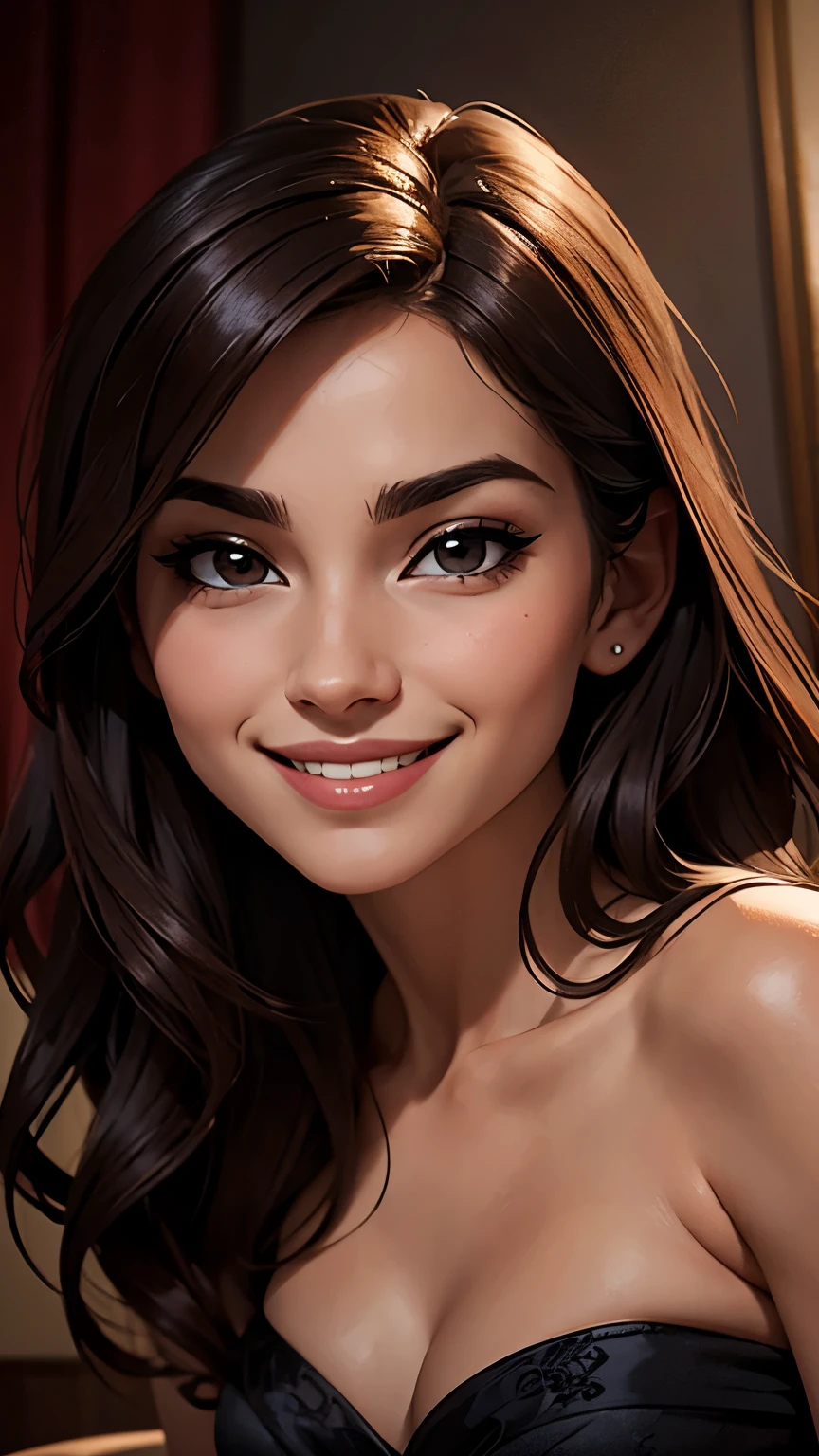 cleft, Affected smile, Seductive smile, portrait,, (Acclaimed, seductive, captivating, exciting, splendid, surprising:1.3