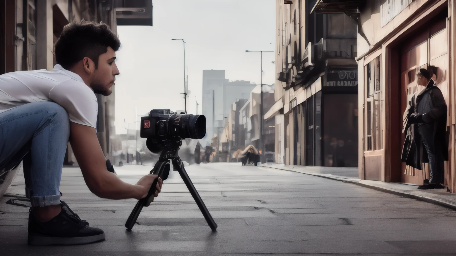 hyper ultra realistic photographs full body of This scene shows a more serious side. The young man is engaged with the world around him and using the television as a source of information and inspiration for action. ratio 16:9, 4k, 8k resolution, High quality photo, high detailed, imagesharp focus, Cinematic lighting,hyperdetailed & Unreal engine, detail, realism, photography,cinematography, camera NIKON, lens NIKKOR flagship, masterpiece. hyper-maximalism, ultradetailed photorealistic, light skin imperfections, final render, vray, photo, fashion