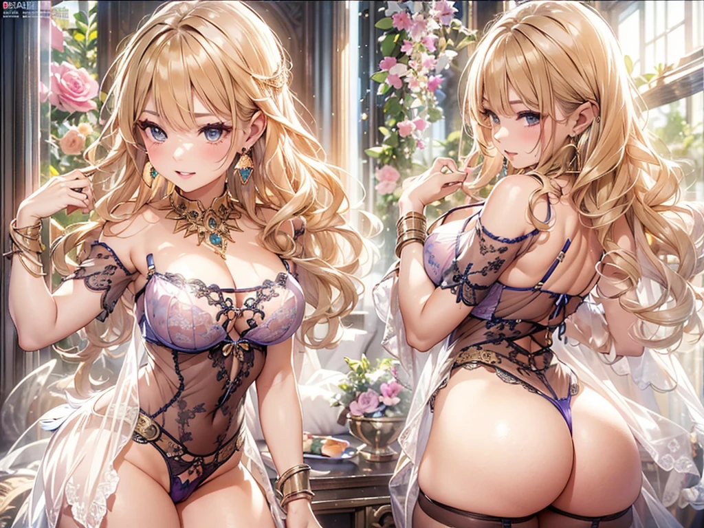 過去最高のmasterpiece、beautiful美しさ, 3D two-dimensional, rich, blonde, skirt, stockings, high heels, poison、star、star、(Highly detailed CG Unity 8K wallpaper),(masterpiece), (最high quality), (Super detailed), (best work),(best shadow), (sharp eyeliner, eye shadow, fine eye:1.1), (超High resolution,realistic,最high quality,realistic),(8K,RAW photo,最high quality,マstarプル),mature woman、sensual curves、huge breasts、thighs、bubble、お尻のmasterpiece, 最high quality, Super detailed, full body shot, mature woman, beautiful mature woman, nightgown and underwear, enchanting smile, thick lips, Chubby lips, blush, looking at the viewer, provocative expression, beautiful髪型, cleavage, Plump、curvy hips、attractive face、sexy lingerie、an inviting gaze、Expression of emotions、Lewd underwear、(((erotic see-through lingerie set)))、Standing position、gorgeous accessories 、big breastsの女性, bare shoulders, golden hair, colored feather, metal ornaments, colored flowers, particle, light, (masterpiece, 最high quality, 最high quality, official art, beautiful and aesthetic:1.2), (1 girl:1.3), very detailed,(fractal art:1.1),(colorful:1.1)、(flowers:1.3),most detailed,(zentangle:1.2), (dynamic pose), (abstract background:1.3), (shiny skin), (lots of colors :1.4), ,(earrings:1.4), (feather:1.4),masterpiece, 最high quality, Super detailed, 30~40 years, full body shot, beautiful 、various hairstyles，gold headband，plump breasts，beautiful butt，greek clothing，Tulle covers the breasts，perfectly proportioned, detailed clothing details,marble，god statue，cinematic lighting, film grain, 8K, masterpiece, Super detailed, high detail, high quality, High resolution,(((NSFW:1.2)))、exposed chest、Openwork decoration，(((see through dress)))、(((解剖学的に正しいbody))) , 最high quality, Super detailed, (((Lewd underwear)))、raise your butt, from below, (((R-18)))、Hakari、thighs, big breasts, Are standing, cowboy shot, blush, (((1 girl))), (masterpiece:1.3), (High resolution), (8K), (very detailed), perfect face, Nice eye and face, (((最high quality))), (Super detailed), detailed face and eye, (alone), High resolution、beautifuleye,(((sexy pose)))、(((整ったbig breasts)))、((beautiful eye))、luxury、(((超High resolution)))、(((detailed description)))、(((ぽっちゃりbody型)))、(((解剖学的構造に一致したbodyの部位)))、beautiful長いまつ毛、バランスのとれたbody型,2 feet、Just the right size for your legs and arms、Fishnet tights、glamorous、(((Clear white and black eye)))、lipstick、Sparkling、(Undistorted face, eye, body)、jewelry、gem、(長くカールしたbeautifulまつ毛)、(((バランス良いbeautiful胸)))、(transparent, Exquisite skin:1.2)、(((完璧なglamorousボディー)))、actress face、Super beautiful、Cute smile、Healing beauty、Flower shower、完璧なeye、realistic depiction、Super sexy、glossy、Glamorous、double eyelids、Good dark makeup、makeup、ぼやけていないeye 