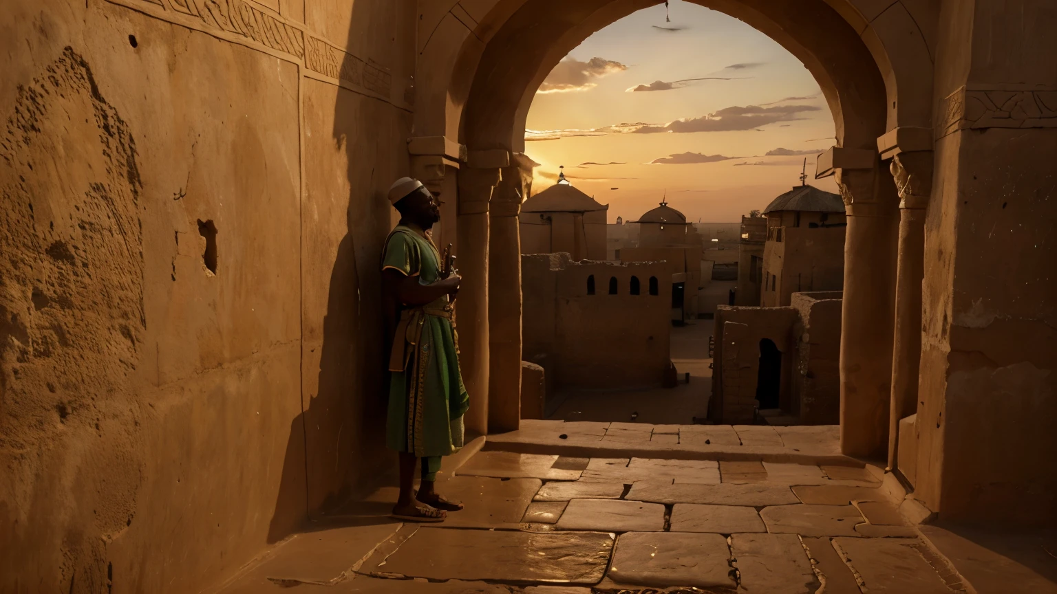 Huge walls surrounding an ancient African city made from clay, Nigeria, Kano Emirate, Badala walls, Kofar Dan Agundi, Gold Hour, Sunset, 4k, High res, Movie Opener, Preamble