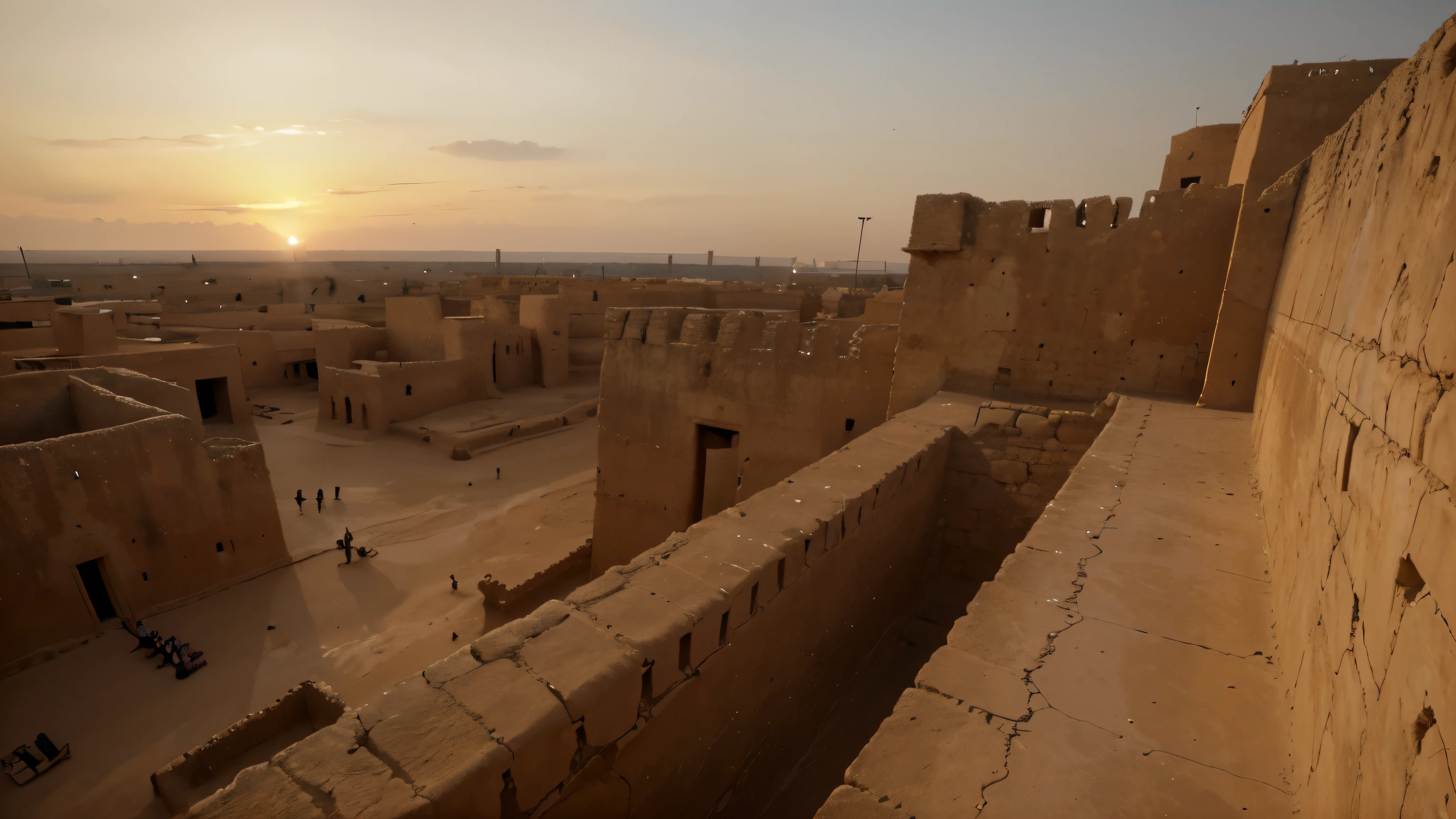 Huge walls surrounding an ancient African city made from clay, Nigeria, Kano Emirate, Badala walls, Kofar Dan Agundi, Gold Hour, Sunset, 4k, High res, Movie Opener, Preamble