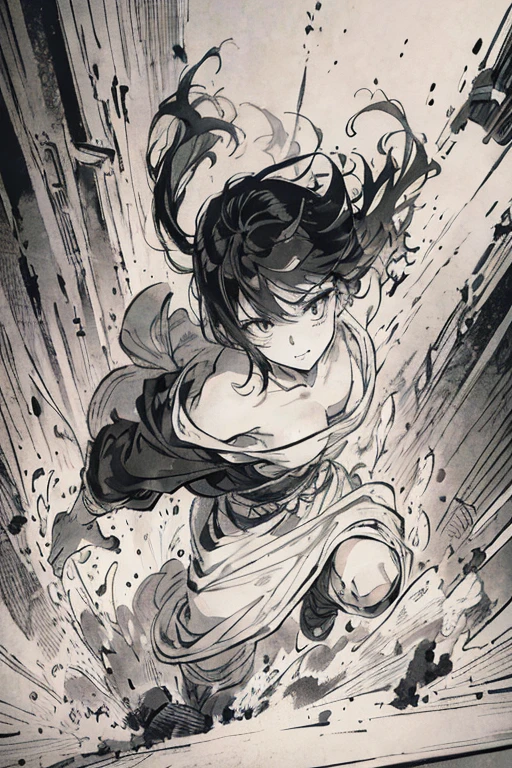 ((anime)), best quality, masterpiece, extremely detailed, detailed background, ((thumbnail:1.4)), (Draft style), (rough sketch), (crude illustration), (manga), (black and white manga panel), (in manga style), (detailed manga style), (black and white manga page), (black and white manga style), (manga page), (manga panel), urban intersection, battle scene, sorcery, Emotional:1.2, male:1.2, Unique body, unique face, unique scars