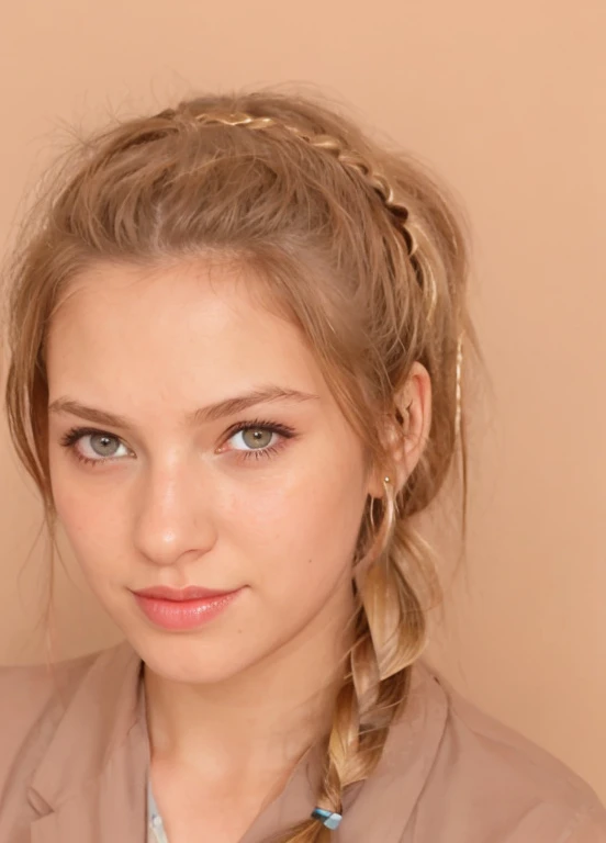 blond,belle,visage parfait,des sports, lipstick, sourire, tied hair, elle est de profil, des boucles d'oreilles, she is serious, she is in the same place, mêmes vétements, elle travaille, elle est derrière son ordinateur, il y a un bureau, elle a un style intelligent,elle est à genoux, elle tire la langue, elle a la main dans ses cheuveux,