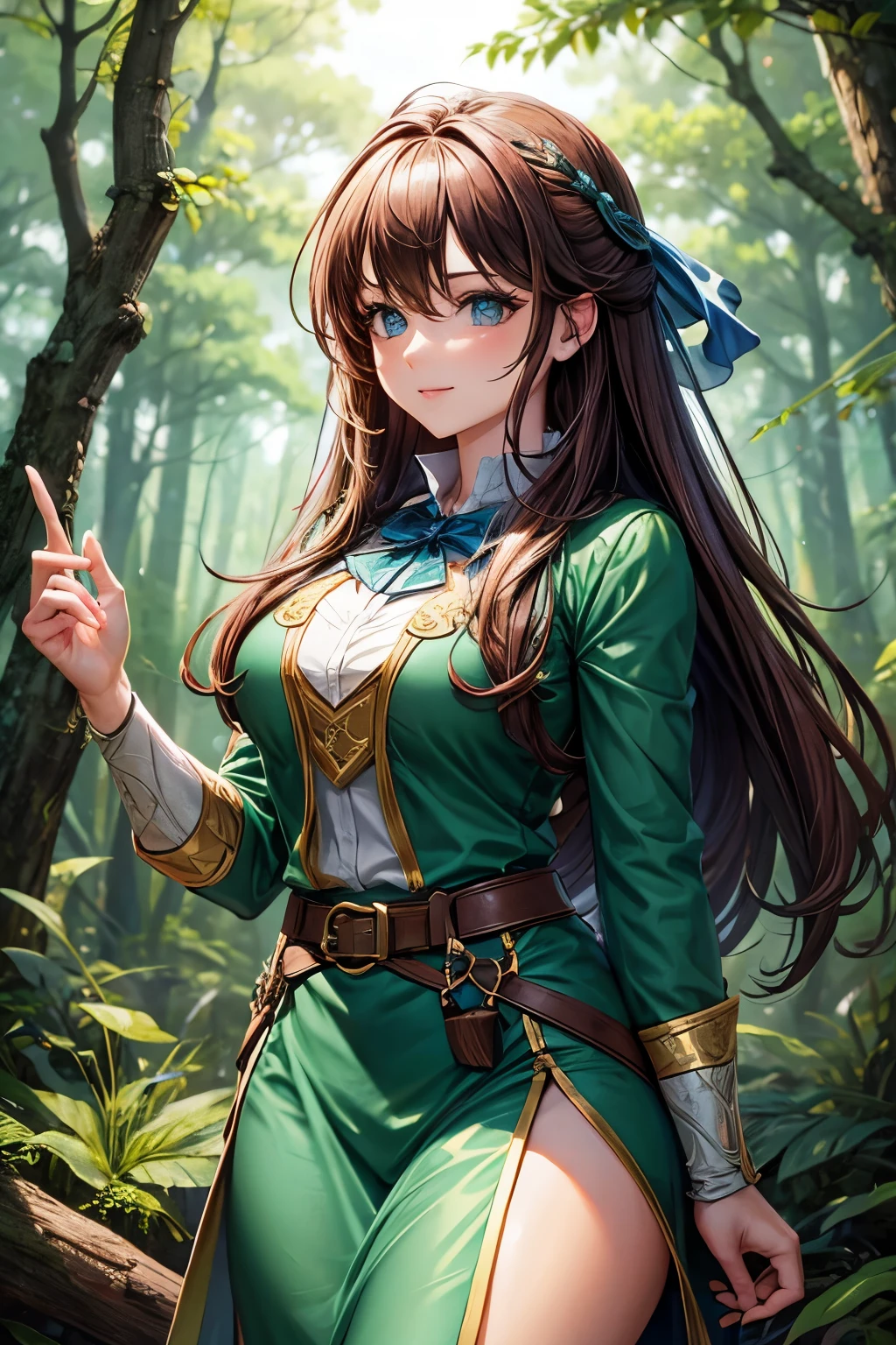 beautiful fantasy ranger woman in the forest