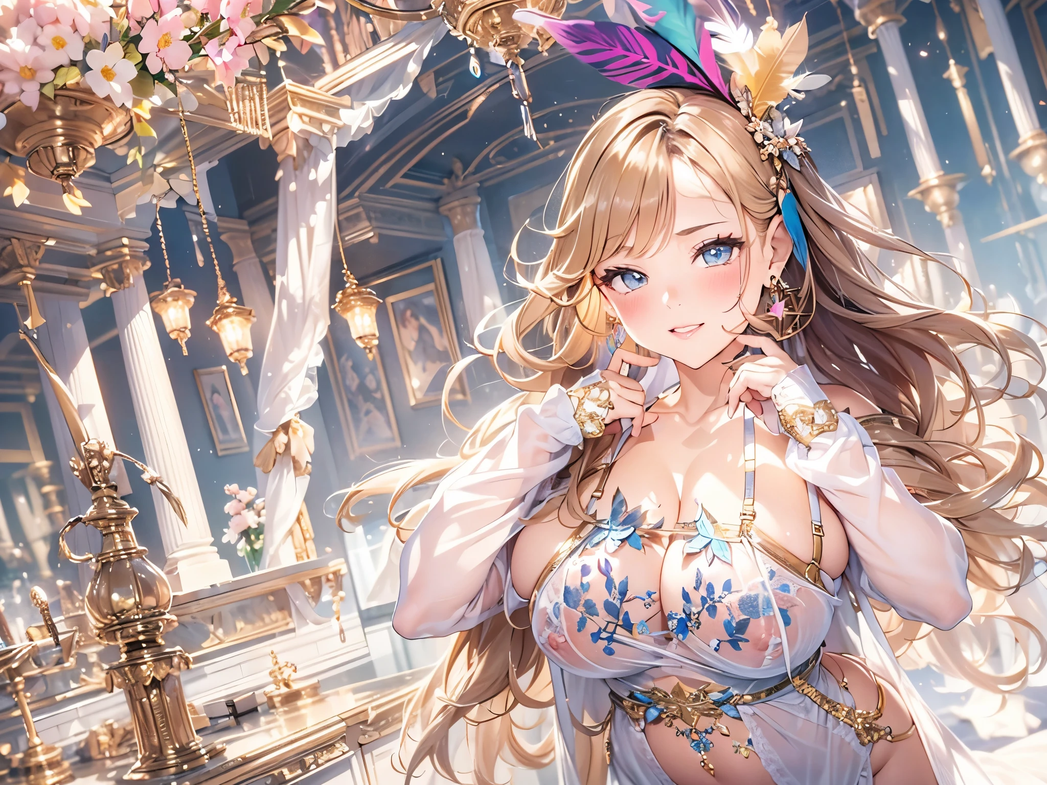 過去最高のmasterpiece、beautiful美しさ, 3D two-dimensional, rich, blonde, skirt, stockings, high heels, poison、star、star、(Highly detailed CG Unity 8K wallpaper),(masterpiece), (最high quality), (Super detailed), (best work),(best shadow), (sharp eyeliner, eye shadow, fine eye:1.1), (超High resolution,realistic,最high quality,realistic),(8K,RAW photo,最high quality,マstarプル),mature woman、sensual curves、huge breasts、thighs、bubble、お尻のmasterpiece, 最high quality, Super detailed, full body shot, mature woman, beautiful mature woman, nightgown and underwear, enchanting smile, thick lips, Chubby lips, blush, looking at the viewer, provocative expression, beautiful髪型, cleavage, Plump、curvy hips、attractive face、sexy lingerie、an inviting gaze、Expression of emotions、Lewd underwear、(((erotic see-through lingerie set)))、Standing position、gorgeous accessories 、big breastsの女性, bare shoulders, golden hair, colored feather, metal ornaments, colored flowers, particle, light, (masterpiece, 最high quality, 最high quality, official art, beautiful and aesthetic:1.2), (1 girl:1.3), very detailed,(fractal art:1.1),(colorful:1.1)、(flowers:1.3),most detailed,(zentangle:1.2), (dynamic pose), (abstract background:1.3), (shiny skin), (lots of colors :1.4), ,(earrings:1.4), (feather:1.4),masterpiece, 最high quality, Super detailed, 30~40 years, full body shot, beautiful 、various hairstyles,gold headband,plump breasts,beautiful butt,greek clothing,Tulle covers the breasts,perfectly proportioned, detailed clothing details,marble,god statue,cinematic lighting, film grain, 8K, masterpiece, Super detailed, high detail, high quality, High resolution,(((NSFW:1.2)))、exposed chest、Openwork decoration,(((see through dress)))、(((解剖学的に正しいbody))) , 最high quality, Super detailed, (((Lewd underwear)))、raise your butt, from below, (((R-18)))、Hakari、thighs, big breasts, Are standing, cowboy shot, blush, (((1 girl))), (masterpiece:1.3), (High resolution), (8K), (very detailed), perfect face, Nice eye and face, (((最high quality))), (Super detailed), detailed face and eye, (alone), High resolution、beautifuleye,(((sexy pose)))、(((整ったbig breasts)))、((beautiful eye))、luxury、(((超High resolution)))、(((detailed description)))、(((ぽっちゃりbody型)))、(((解剖学的構造に一致したbodyの部位)))、beautiful長いまつ毛、バランスのとれたbody型,2 feet、Just the right size for your legs and arms、Fishnet tights、glamorous、(((Clear white and black eye)))、lipstick、Sparkling、(Undistorted face, eye, body)、jewelry、gem、(長くカールしたbeautifulまつ毛)、(((バランス良いbeautiful胸)))、(transparent, Exquisite skin:1.2)、(((完璧なglamorousボディー)))、actress face、Super beautiful、Cute smile、Healing beauty、Flower shower、完璧なeye、realistic depiction、Super sexy、glossy、Glamorous、double eyelids、Good dark makeup、makeup、ぼやけていないeye