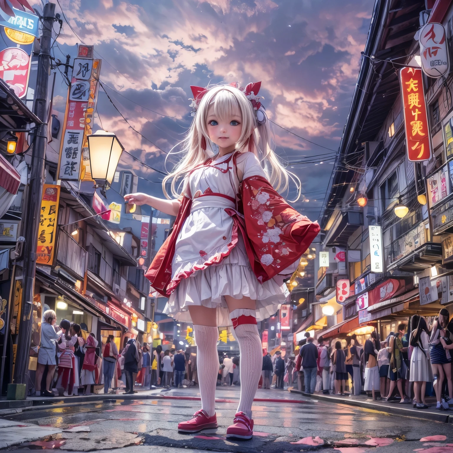 ((NSFW:-0.95)), (((nipple:-0.9))), ((Acutance:0.85)), (from below, The Sky takes up more than third of the composition ) . The background is the downtown area at (Twilight:1.4), (((Red-dyed clouds above hed:1.3))), { (many colorful Lights:1.2) | lens flare | Burning | heyz | (luminous Particles) | Mystic sight } . (Masterpiece:1.2) of professional Analog photo with Hasselblad, (((realistic and photorealistic with touch of rawness:1.37))), physically-based 3D rendering with ultra-detailed. ((( A KAWAII girl in WHITE Fundosh and Happi:1.2, at Hakata Gion Ymakasa Festival ))) . Assfocus and she looking ahead .
