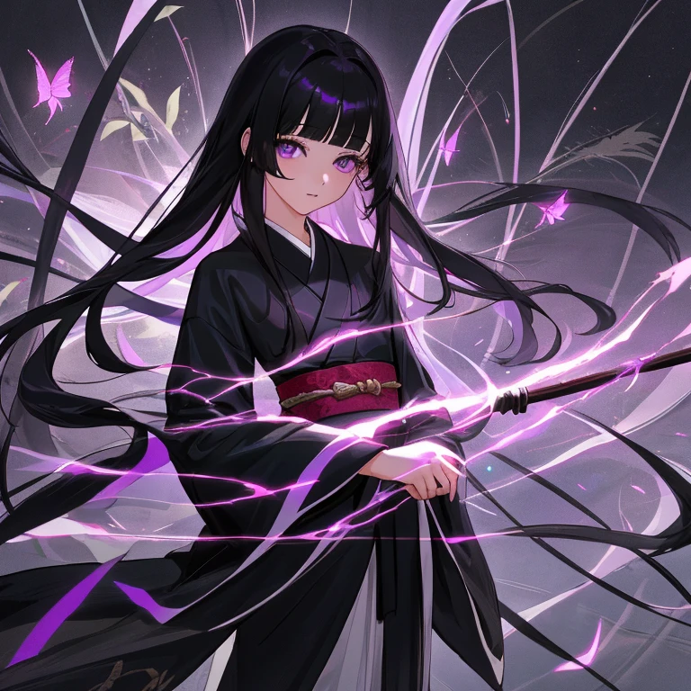 {{{{amazing quality, great quality, high quality, very aesthetic, aesthetic, best quality}}}},
realistic, photo, shadow, Three-dimensional, absurdres, Digital art,
{{{{Magical girl}}}}, beautiful girl, one girl, 13 years old,
black hair, long hair, straight hair, trimmed hair, shiny hair, blunt bangs, short sideburns,
purple eyes, {{big eyes}}, {{round eyes}}, tareme,
{{flat chest}}, {{small breasts}}, {{detailed body}}, slim thighs, thin thighs,
{{{Floral black kimono}, white tabi, black geta for women, }}},
cluster amaryllis, black butterfly, Shoji,
