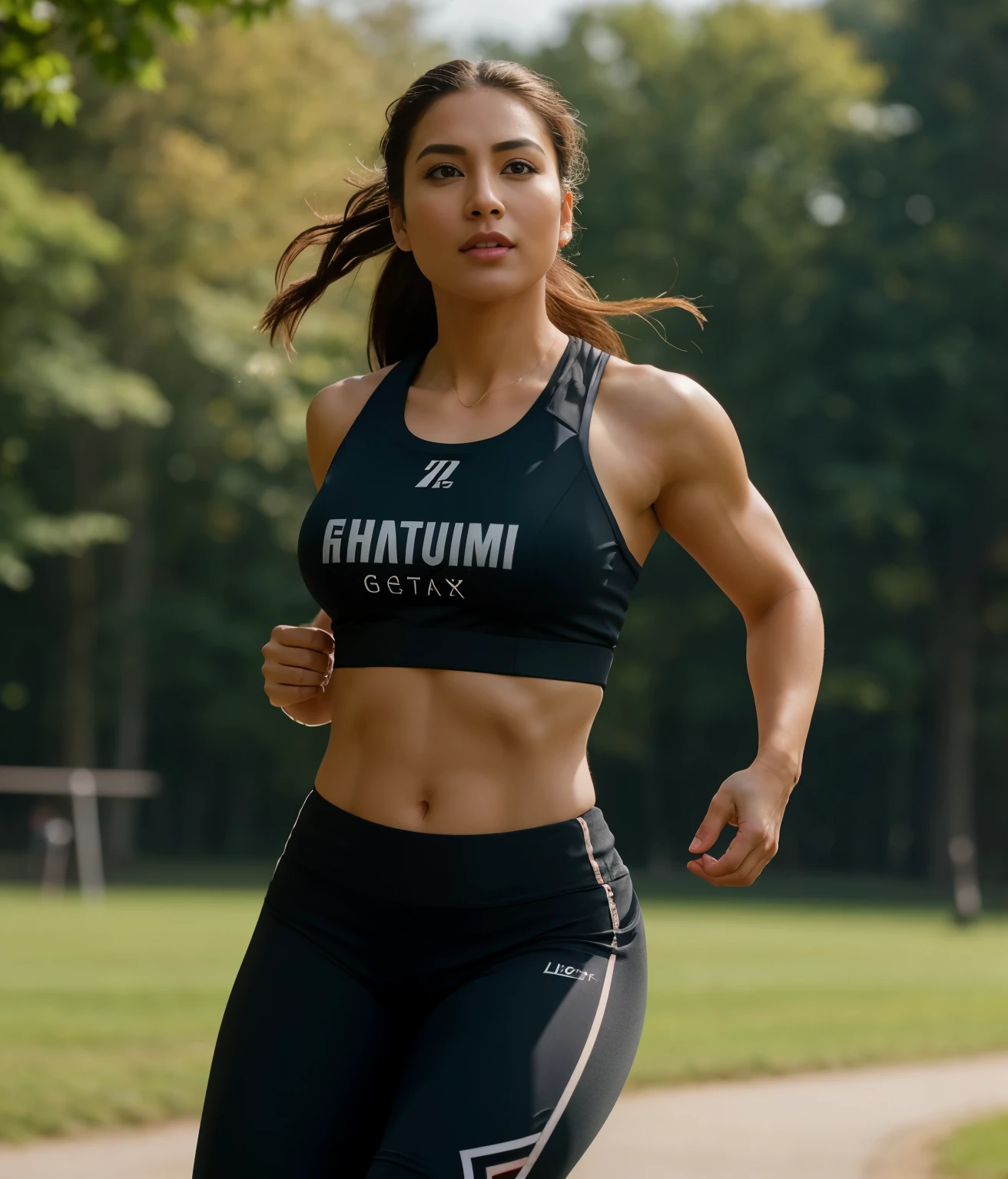 Full body Aufnahme, 8 TAUSEND, RAW-Foto, best quality, UltraHigh Resolution, photorealistisch, realistisch photo of Asian godess of fitness, very thick calves, strong body , running, Sports outfit, black Hair, detailliert face, detailliert, High Resolution, realistisch, photorealistisch, , Beine, glatte Haut, Poren, Falten, (extremely detailliert CG unity 8 TAUSEND wallpaper), photo of the most Nice artwork in the world, Professionally majestic (Fotografie von Steve McCurry), 8 TAUSEND uhd, DSLR, Sanfte Beleuchtung, Good quality, Filmkorn, Fujifilm XT3 scharfer Fokus, f 5.6, Hohe Detailgenauigkeit, scharfer Fokus, dramatisch, (Blick auf den Betrachter:1.2), (natural light), gym