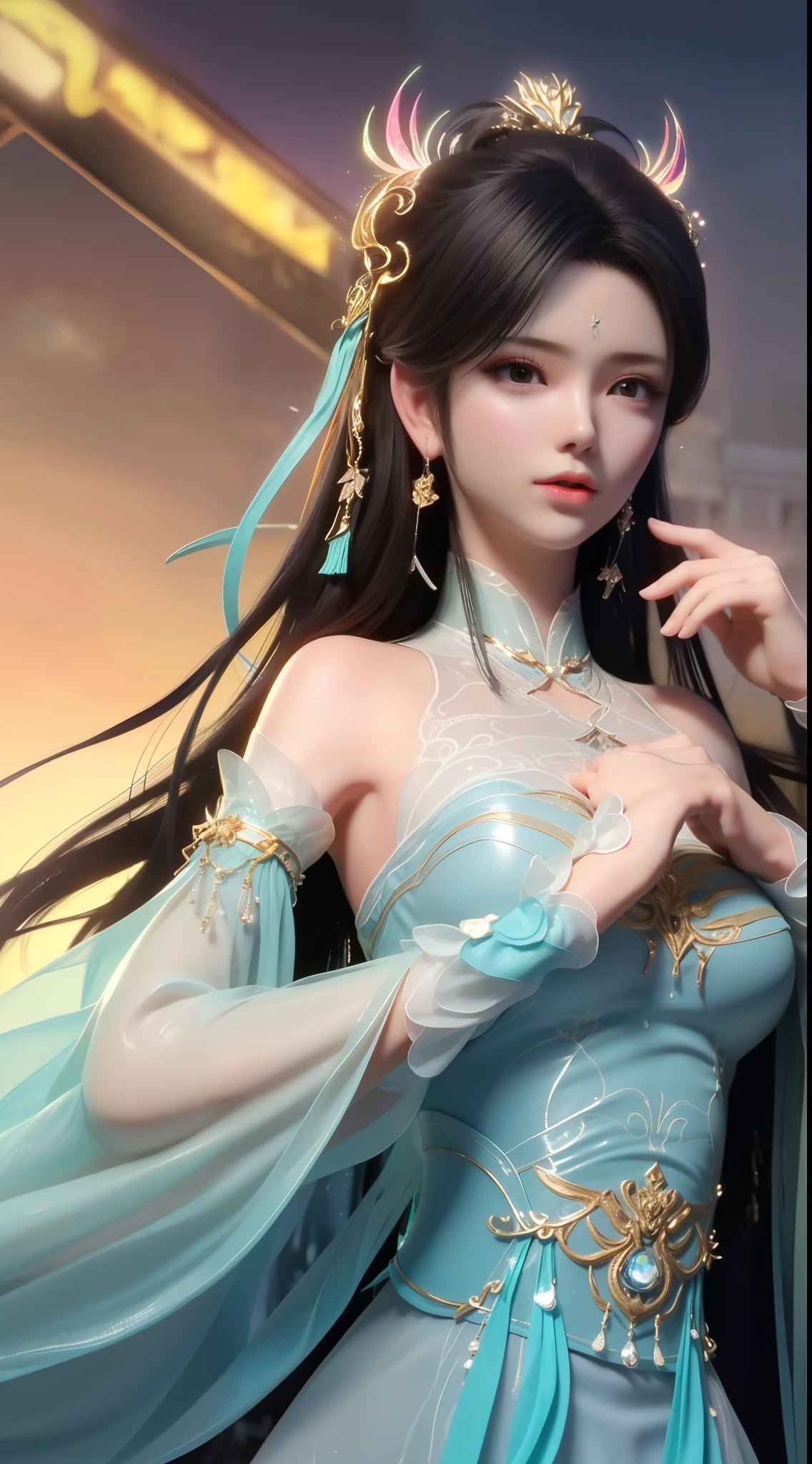 (8K, RAW photo:1.2), Best quality, 超高分辨率,Dramatic angle,(fluttering detail color splash), (illustration),(((1 girl))),(Long hair),(rain:0.9), (head gear:1.4),There is an ancient palace beside the girl,Breast enlargement,Hanfu,(focal point),colored ink drawing,(Splash color),Splash color,(((Colorful))),(sketching:0.8) , Masterpiece, Best quality, beautiful painted, High level of detail,(Denoising:0.6),[Splash ink],((ink refraction)), (Beautiful detailed sky),Moon,highly,A detailed,(Masterpiece, Best quality, Extremely detailed） CG unity 8K wallpaper，tmasterpiece，Best quality at best，ultra - detailed），（Stone garlic），巨大的乳房、露出胸部、露出乳房、巨大的胸部，巨大的乳房、露出胸部、露出乳房、巨大的胸部，巨大的乳房、露出胸部、露出乳房、巨大的胸部，巨大的乳房、露出胸部、露出乳房、巨大的胸部，