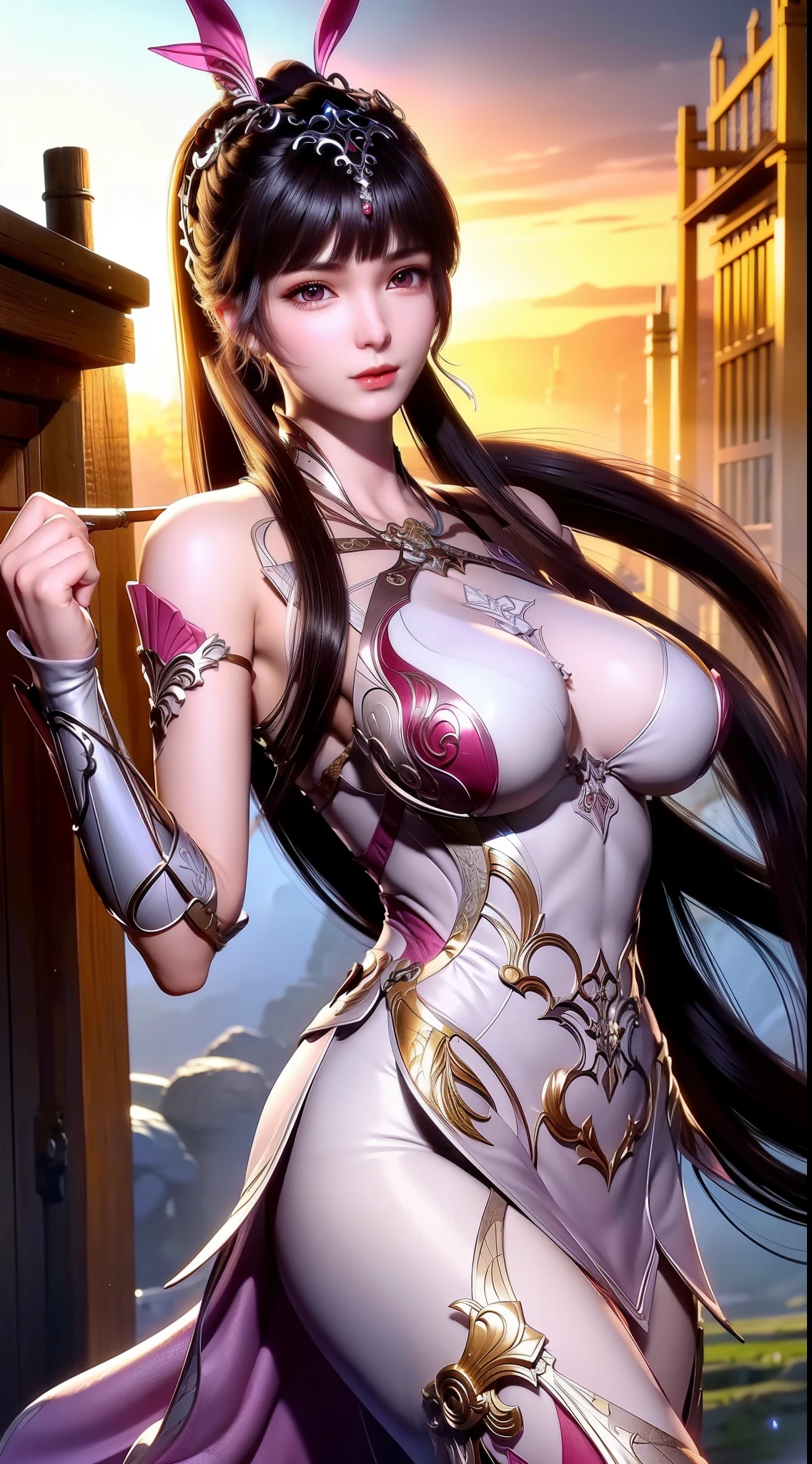 A close-up of a woman dressed in ancient costume with Chinese elements，Classical art，Cultivate the elemental sense of immortals，detailed fantasy art，Stunning character art，Epic and refined character art，Beautiful Chinese costumes，Extremely detailed artistic germination，Detailed digital anime art, Artgerm on the art station Pixiv，Swimsuit girl，Exquisite and intricate headwear and jewelryhuge breasts、exposing her chest、Show breasts、huge boobs，huge breasts、exposing her chest、Show breasts、huge boobs，huge breasts、exposing her chest、Show breasts、huge boobs，huge breasts、exposing her chest、Show breasts、huge ，