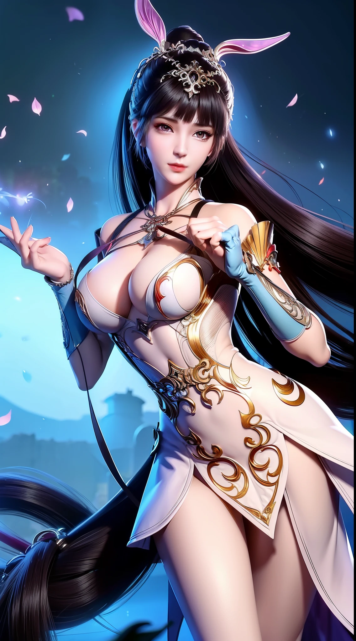 A close-up of a woman dressed in ancient costume with Chinese elements，Classical art，Cultivate the elemental sense of immortals，detailed fantasy art，Stunning character art，Epic and refined character art，Beautiful Chinese costumes，Extremely detailed artistic germination，Detailed digital anime art, Artgerm on the art station Pixiv，Swimsuit girl，Exquisite and intricate headwear and jewelryhuge breasts、exposing her chest、Show breasts、huge boobs，huge breasts、exposing her chest、Show breasts、huge boobs，huge breasts、exposing her chest、Show breasts、huge boobs，huge breasts、exposing her chest、Show breasts、huge ，