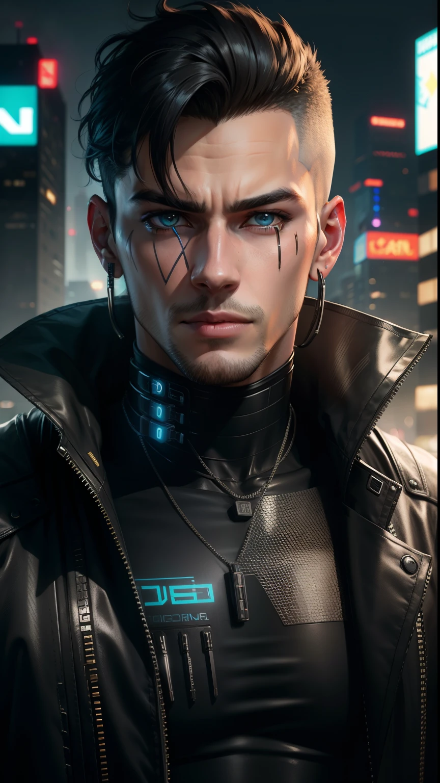 Change background cyberpunk handsome boy, realistic face, 8k, ultra realistic,