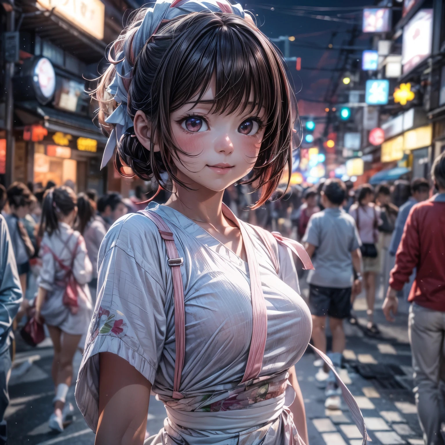 ((NSFW:-0.95)), (((nipple:-0.9))), ((Acutance:0.85)), (from below, The Sky takes up more than third of the composition ) . The background is the downtown area at (Twilight:1.4), (((Red-dyed clouds above hed:1.3))), { (many colorful Lights:1.2) | lens flare | Burning | heyz | (luminous Particles) | Mystic sight } . (Masterpiece:1.2) of professional Analog photo with Hasselblad, (((realistic and photorealistic with touch of rawness:1.37))), physically-based 3D rendering with ultra-detailed. ( A KAWAII girl in ((WHITE Fundosh and Happi:1.2))), at Hakata Gion Ymakasa Festival ))) . (((Exposed:0.8))), Assfocus and she looking ahead .