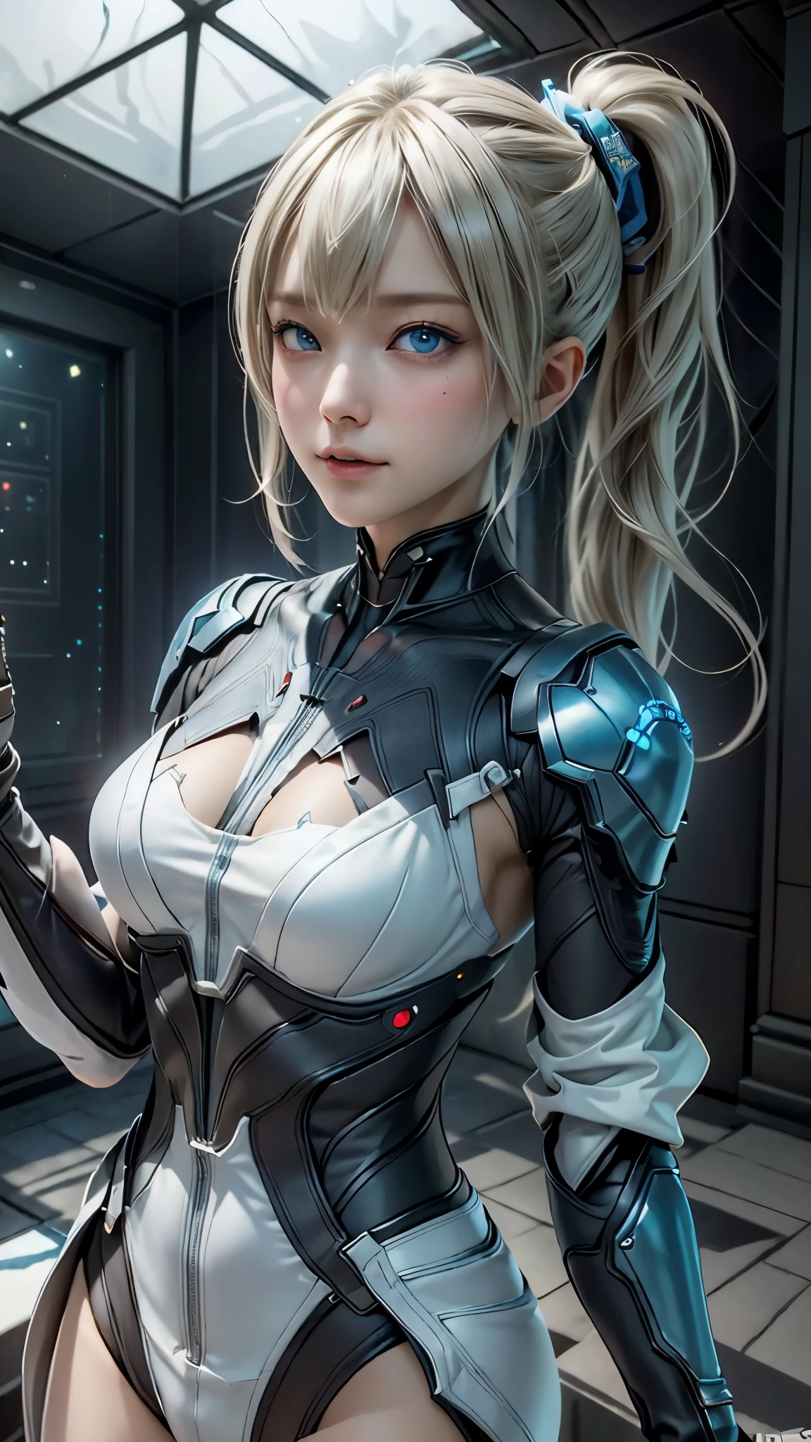 ((highest quality)), ((masterpiece)), (detailed:1.4), 。.。.。.3D, beautiful cyberpunk woman image,nffsw(high dynamic range),ray tracing,NVIDIA RTX,super resolution,unreal 5,Scattered beneath the surface,PBR texturing,post processing,anisotropic filtering,Depth of bounds written,maximum clarity and sharpness,multilayer texture,Albedo and specular maps,surface shading,Accurate simulation of light-matter interactions,perfect proportions,octane rendering,two-tone lighting,wide aperture,Low ISO、White balance、Rule of thirds、8K students、(())(((white and blue clothes)))((blonde))
