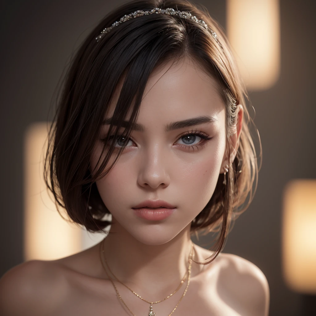 Best quality, masterpiece, high resolution, 1girl, porcelain dress, hair accessories, necklace, jewelry, beautiful face, on the body, Tyndall effect, realistic, dark studio, edge lighting, two-tone lighting, (high detail skin: 1.2), 8k UHD, dslr, soft light, high quality, volumetric light, candid, photo, high resolution, 4k, 8k, background blur,