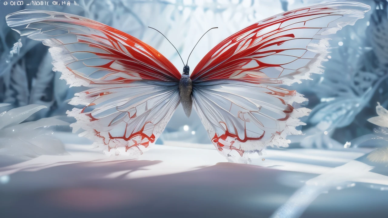 there is a borboleta that is sitting on a table, translucent wings, asas transparentes, harmony of borboleta, borboleta, Bela arte digital, very Bela arte digital, beautiful linda arte digital, Bela arte digitalwork, com belas asas, asas requintadas e bonitas, transparent marble borboleta, lindas asas abertas, grandes asas brancas brilhantes, linda arte digital, borboleta wings, Direction: Nene Thomas