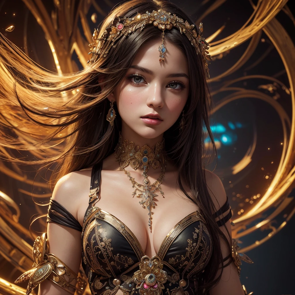 ((1woman, sorceress: sexy, ebony hair in soft waves, adorned with metal accessories and gems, sapphire eyes that shine with magical intensity, bronze crown and gears with raven feathers, tight black velvet dress, embroidered with stars and runes, black leather gloves, metal high boots, hands adorned with silver rings and amulets, concentration expression, power or cunning. magical aura, magic particles))
((Around: steampunk workshop illuminated by spotlights and rotating gears, ancient tome opened before the sorceress, steampunk tools and artifacts around the sorceress, warm and mysterious light created by candles and sparks.)) ((realist, photo-realist:1.3), Masterpiece, an extremely perfect and beautiful body, extremely detailed pale body, Best quality score, 8k quality, Wide plane, whole body, close up, high view, steampunk))