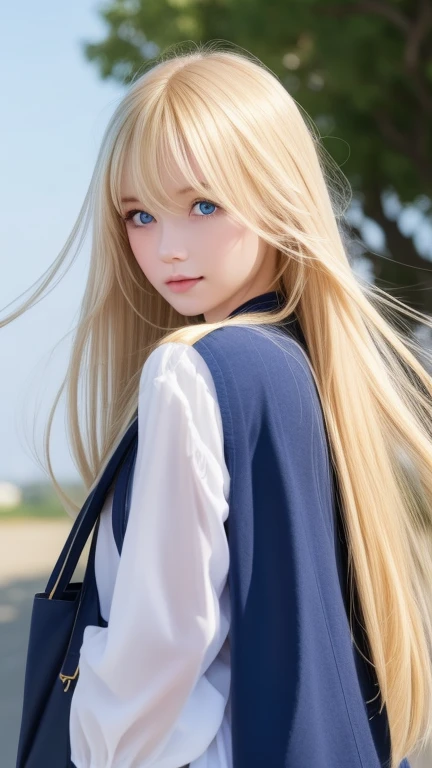 very beautiful face、Beautiful, extremely long blonde hair dancing in the strong wind、Bangs swaying between eyes、19 year old cute sexy bright blue eyed blonde girl、hair above eyes、片hair above eyes、hair between eyes