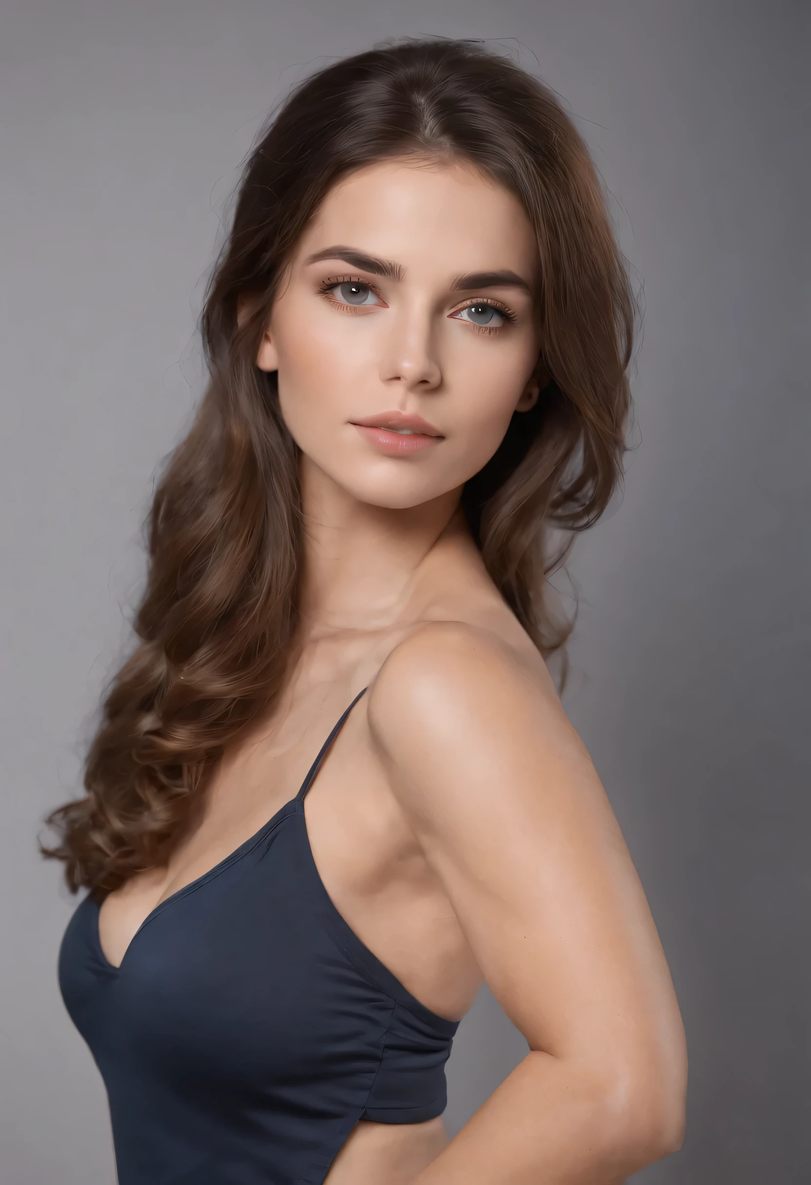 thèse Clara, Une femme d’environ 29 ans, cheveux bruns naturels, Yeux bleus distinctifs, très belle, Mince et élégant, beau, Appareils et appareils d’exercice physique, Mise au point ultra nette, tir réaliste, Vêtements de sport sexy pour femmes, Couleurs modernes, corps entier