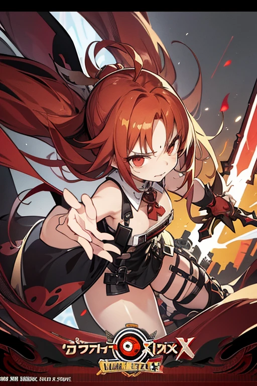 Anime character with red hair and sword in hand, Guilty Gear Art Direction, guilty gear strive splash art, detailed digital anime art, detailed anime character art, great character art, by Jan J., 2. 5d cgi anime fantasy artwork, magnificent exquisite character art, fan art best art station, guilty gear art style, Trending with Art Station Pixiv