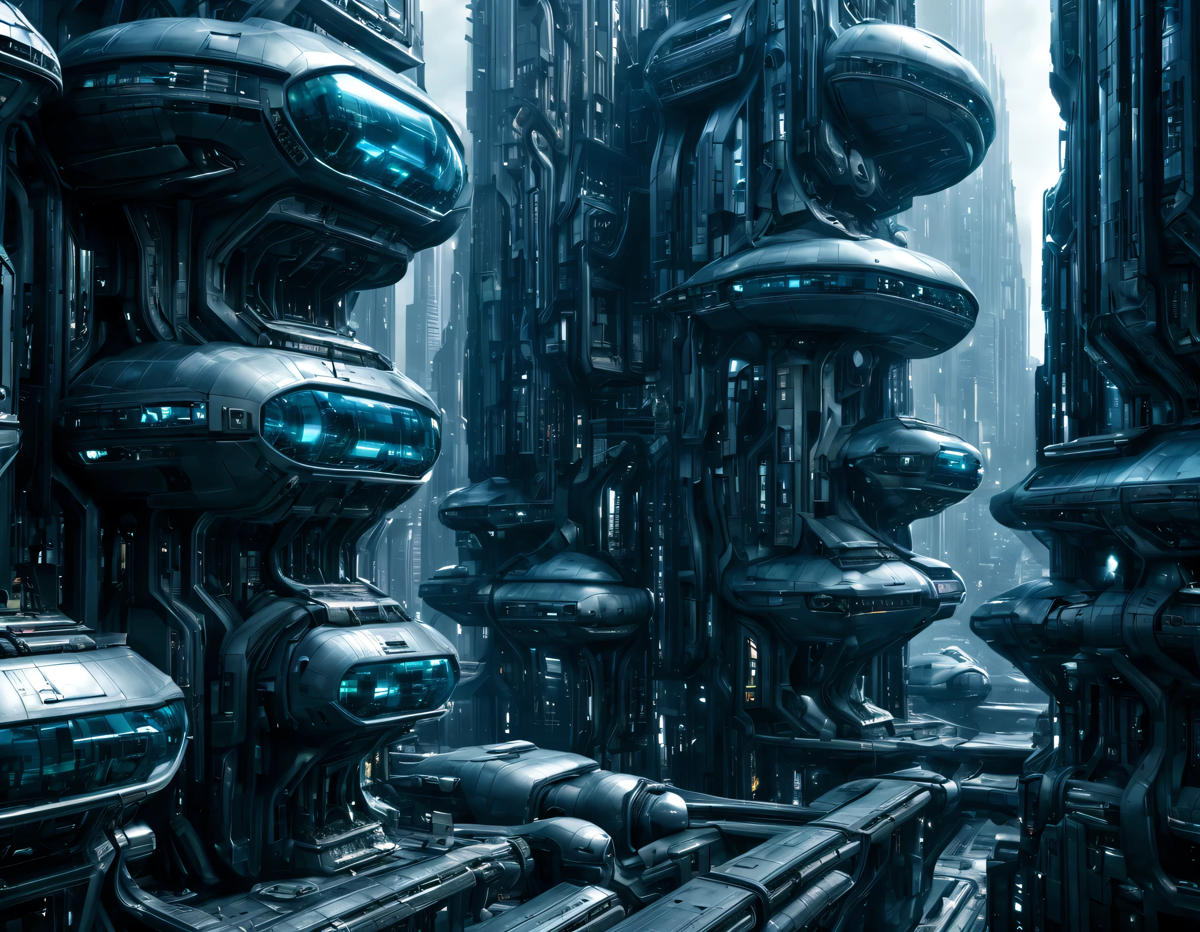 street of an extraterrestrial alien city with futuristic and technological architecture in its metal and glass buildings, some aliens walking around, ventanas iluminadas, all full of imagination, science fiction and (intrincados detalles de la maquina).imagen fotorrealista, Maximum sharpness, calidad 8k.(obra maestra de calidad superior). 3D.
