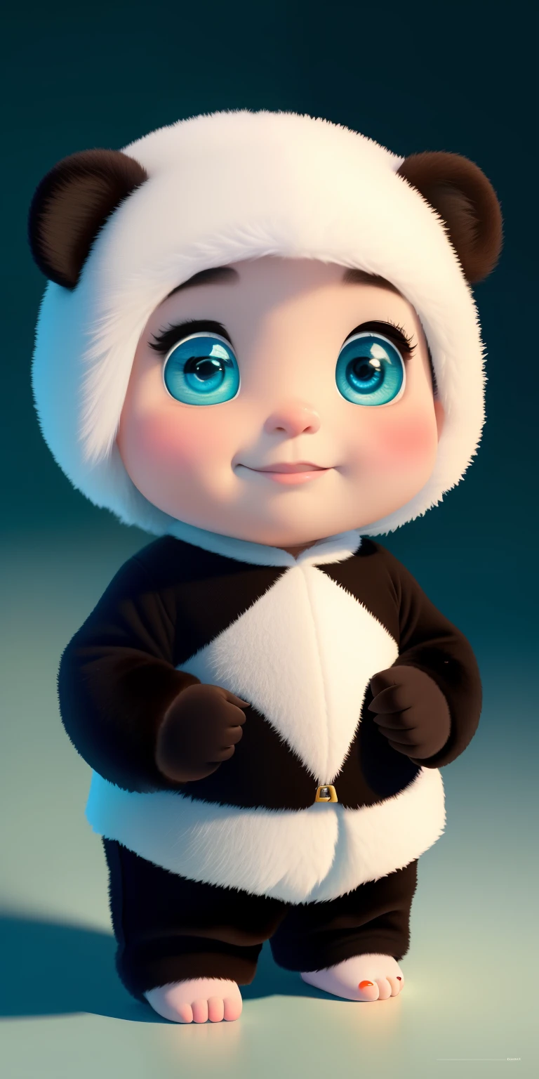 (masterpiece), (best quality), (Super detailed), (whole body:1.2), Super cute, baby, Pixar, baby panda in pajamas, big bright eyes, fluffy, Smile, Exquisite, Fairytales, Very detailed, Pixar style, bright color palette, Natural light, Simple background with solid color, octane rendering, Popular topics on Artstation, Gorgeous, super wide angle, 8k, HD, actual