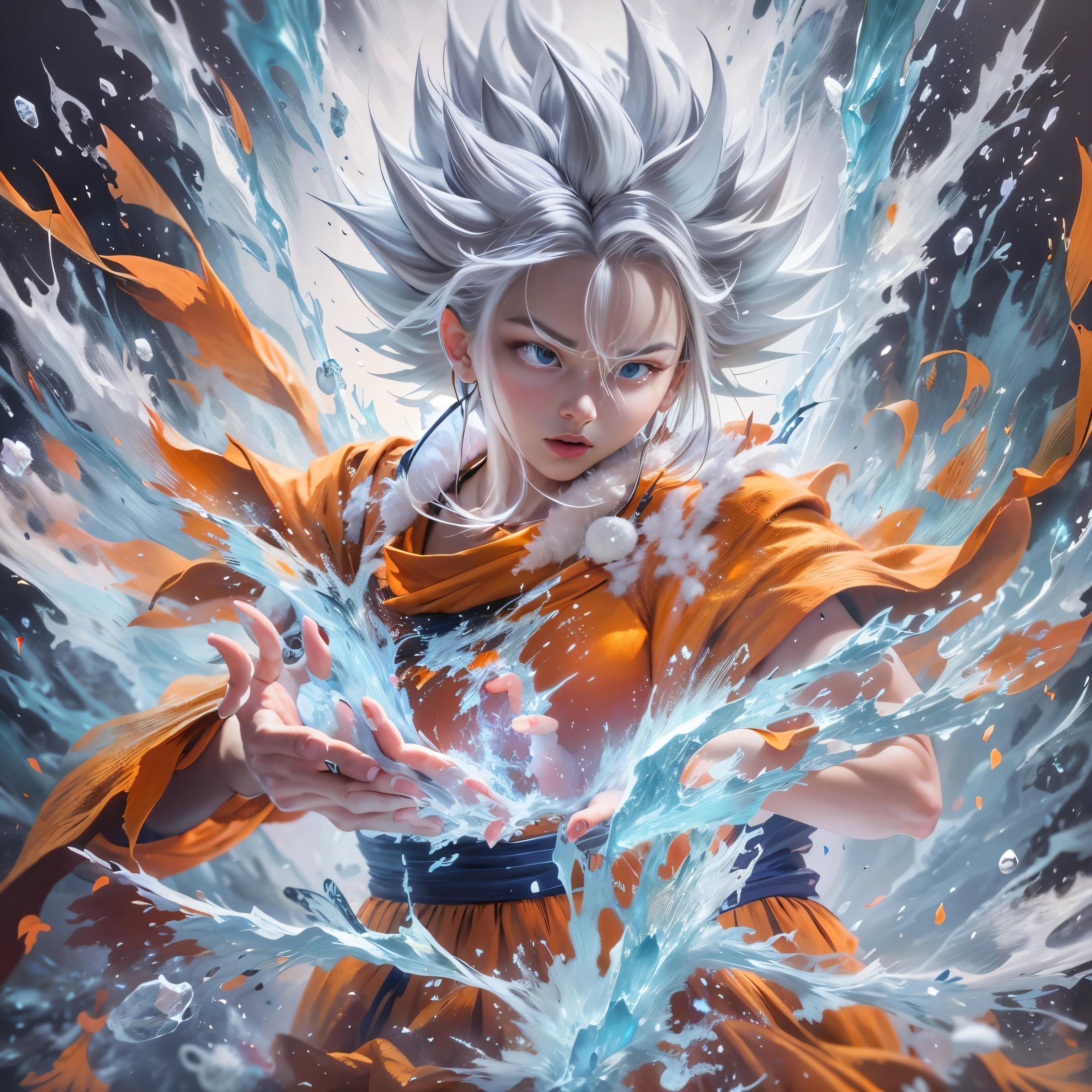 Immerse yourself in a unique visual spectacle, onde Goku, da forma Super Siyajin, displays a magnificent fusion of ice and fire. Suas asas delicadas refletem uma coreografia encantadora de branco gelado e vermelho ardente., creating a mesmerizing experience. Cada detalhe intricado desenha uma harmonia de opostos, transcending ephemeral beauty and inviting you to explore nature itself through this magnificent representation. This portrait is more than an image; is an expression of the harmony contained in every minute.