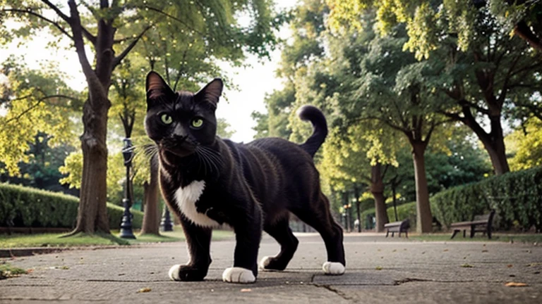 make a picture of a cat alone in a park