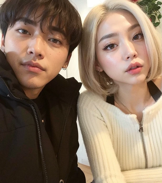Araffe and a woman posing for a photo in a room, & jee hyung lee & Oh!, parque roseanne de blackpink, kim doyoung, Lalisa Manobal, Jimin\los labios carnosos, jossi de blackpink, nixeu y sakimichan, ulzzang, sol yunjoo, sakimichan y frank franzzeta