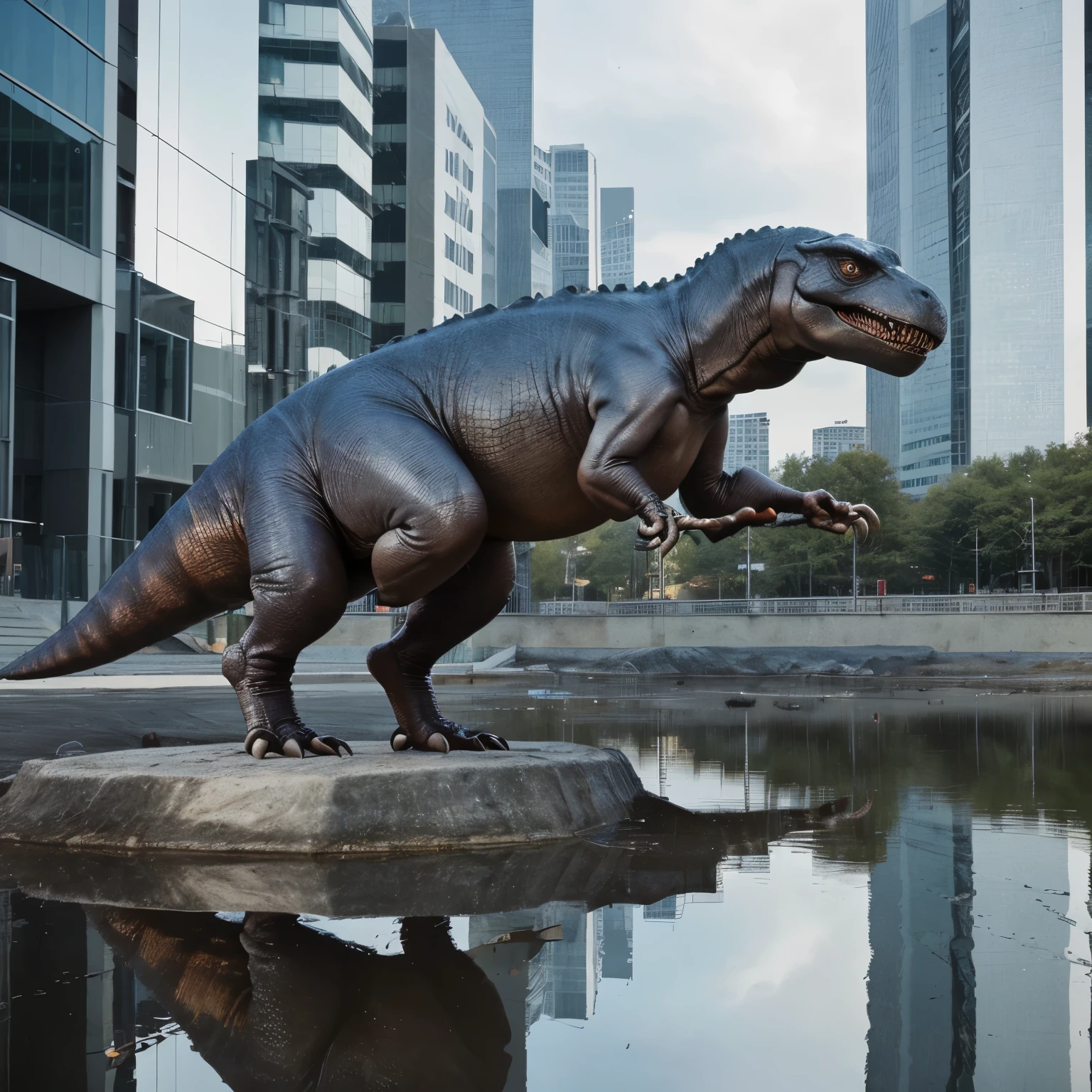 Dinosaur, T-Rex, Dschungle, High Quality, Futuristic Look, Reflections