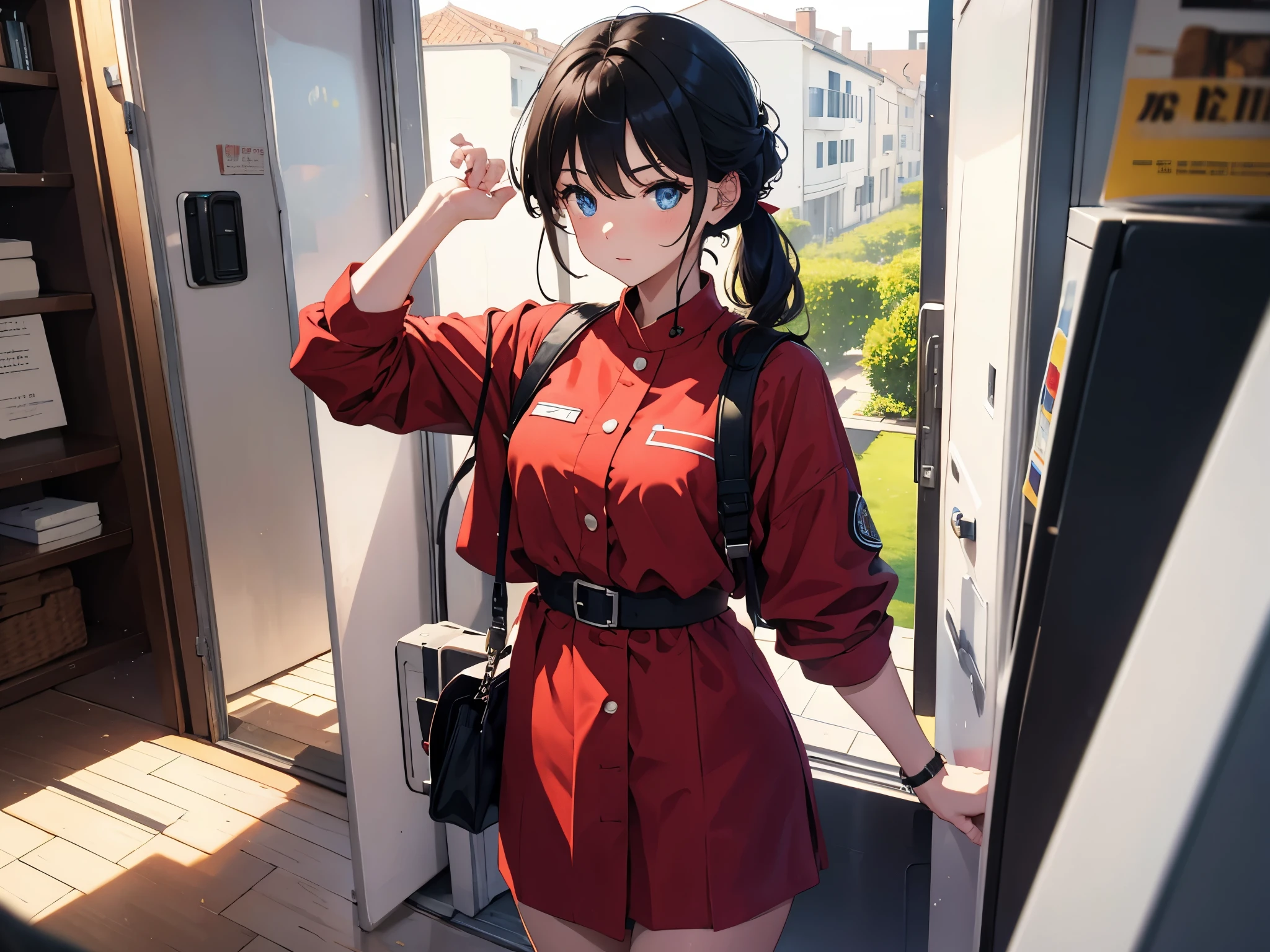 masterpiece, twain, girl, standing side by side, missimilar hairstyle, missimilar eyes color, missimilar outfit,