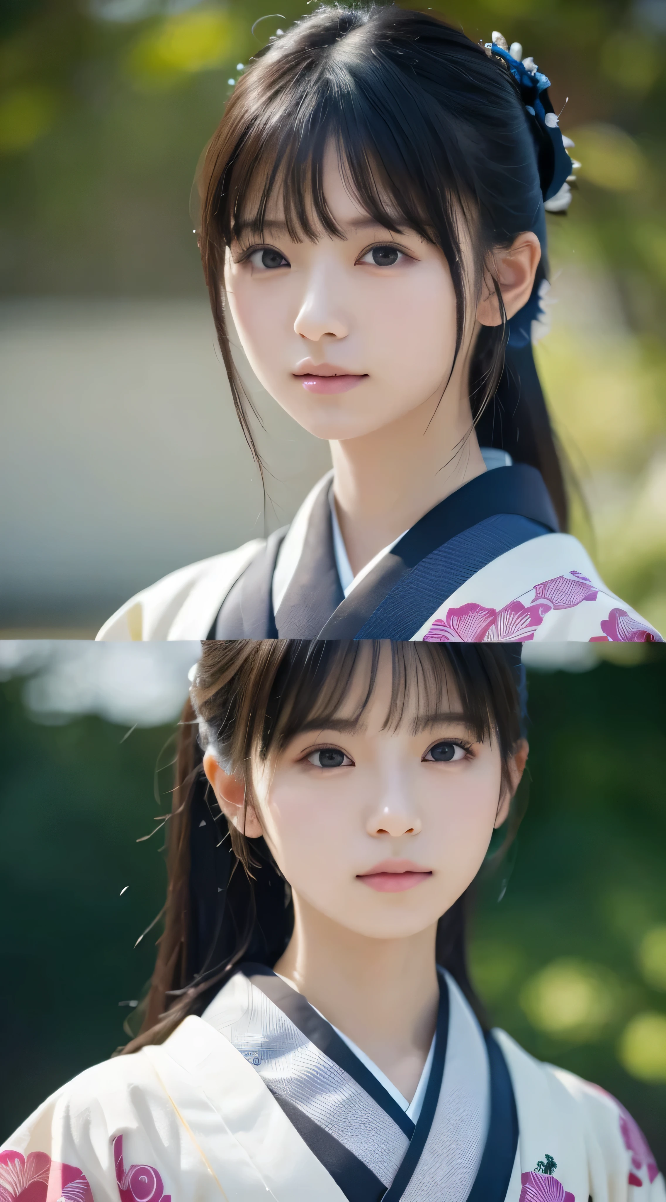 (kimono)、(())、random pose、(highest quality,masterpiece:1.3,ultra high resolution,),(Super detailed,caustics),(realistic:1.4,RAW shooting,)ultra-realistic capture,very detailed,High resolution 16K close-up of human skin、 Natural skin texture、、Skin tone looks even and healthy、 Use natural light and color,1 girl,Japanese,,hip line, cute,black hair,medium hair,,smile,,(written boundary depth、chromatic aberration、、wide range of lighting、natural shading、)、