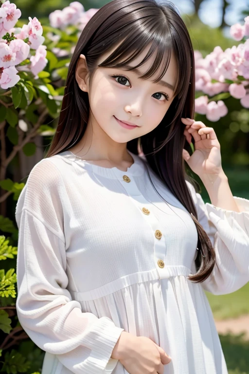 highest quality, realistic, 8K, High resolution, full color, looking at the viewer:1.8, very beautiful big black round eyes, most famous japanese idol, So cute、Very -facee the most popular Japanese idol, , very beautiful real skin,white clothes