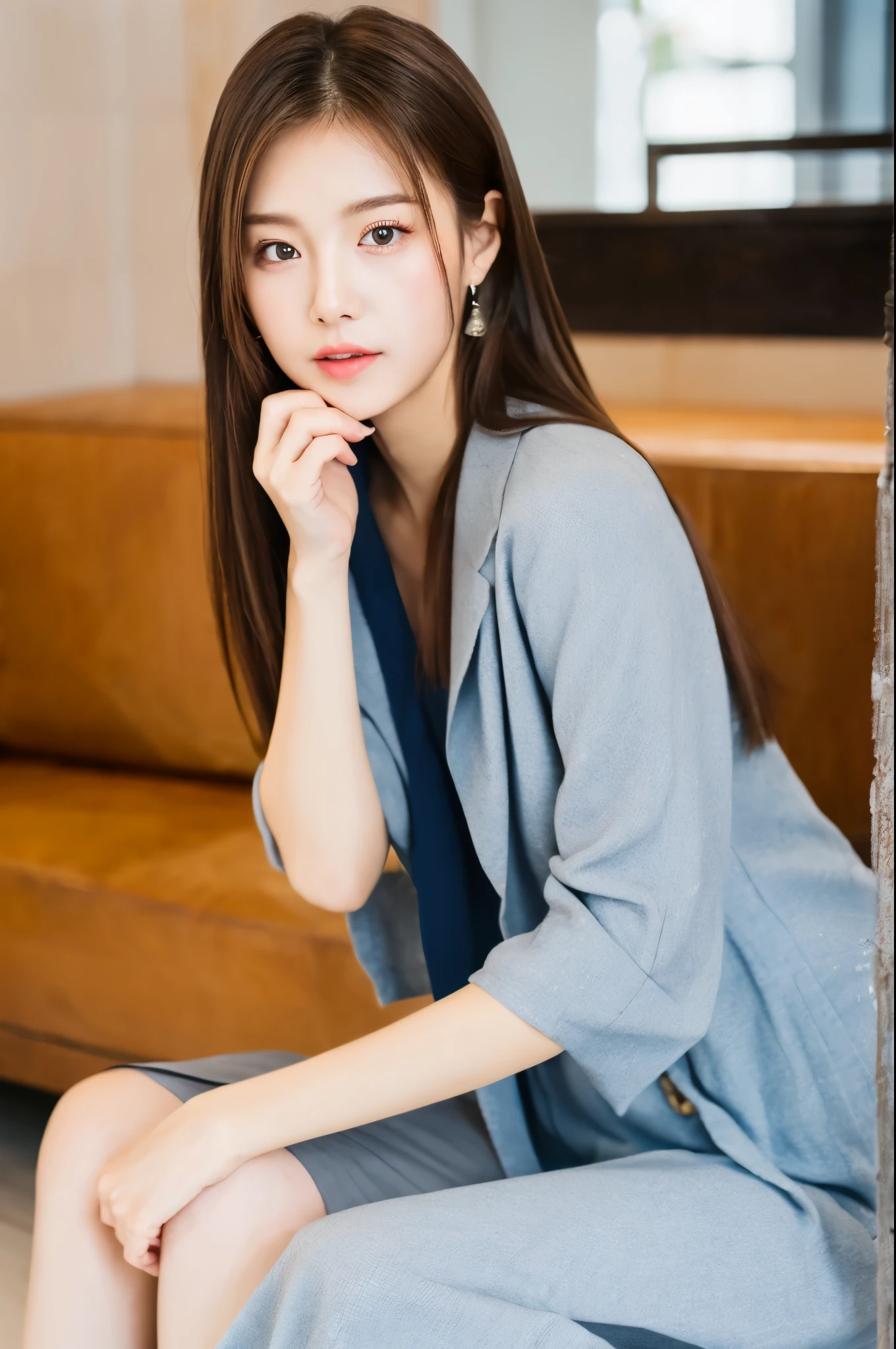 Urzan-6500-V1.1, (RAW photos:1.2), (真实感),(a true: 1.4), Best quality, illuminations, ultra - detailed, Detailed pubic hair, A high resolution, 8k wallpaper, Perfect dynamic composition, beautidful eyes, Ladies business fashion, judge strictly, Hyperrealistic series:1.2, Skirt and mid-thigh hair,small tit, Natural lip color, Bold Pose,ssmile, commerce、a 23 year old girl、Looking at the camera, the cheongsam princess  wearing a gorgeous cheongsam.，Exquisite facial makeup。Her appearance shows a dignified and elegant temperament，Eyes clear and bright，A slight smile reveals gentleness and confidence。Her long hair was coiled，Decorated with exquisite hair accessorieake the overall look more gorgeous。Her lips are light pink，Exudes elegant charm。The posture  tall and elegant，You may be holding an exquisite folding fan in your hand，Or wearing exquisite accessorieake the whole person look as graceful as stepping out of a palace scroll。
