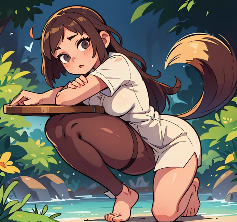 Jeune fille belle avec les pieds huilé
