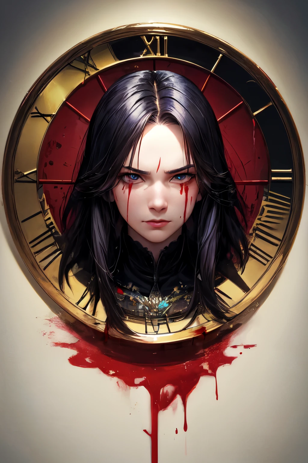 ((best quality)), ((masterpiece)), (detailed), perfect face,bloody,
Create a portrait image for a character with the name Baron who is an evil in a game called Blood on the Clock