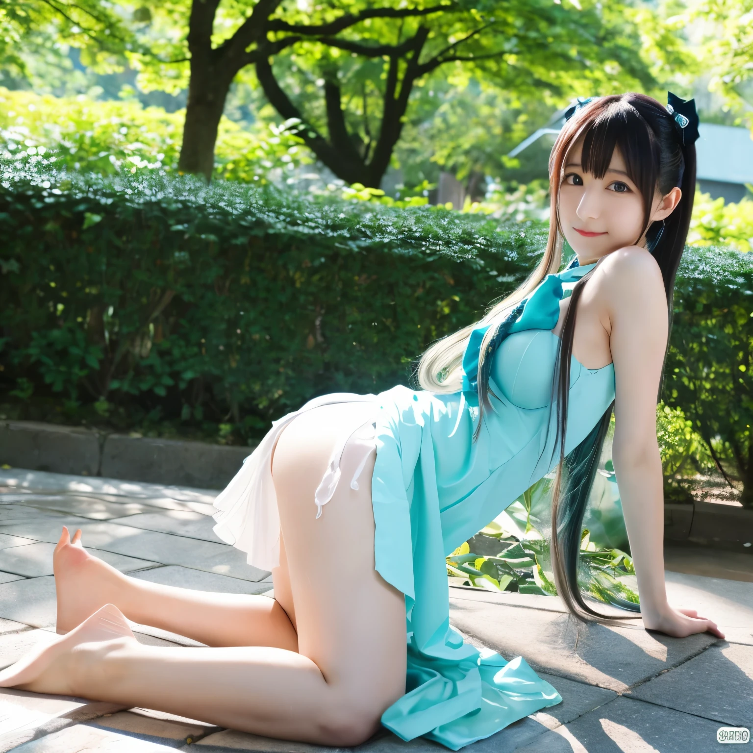 Hatsune Miku、23 years old、undress outdoors、highest quality、