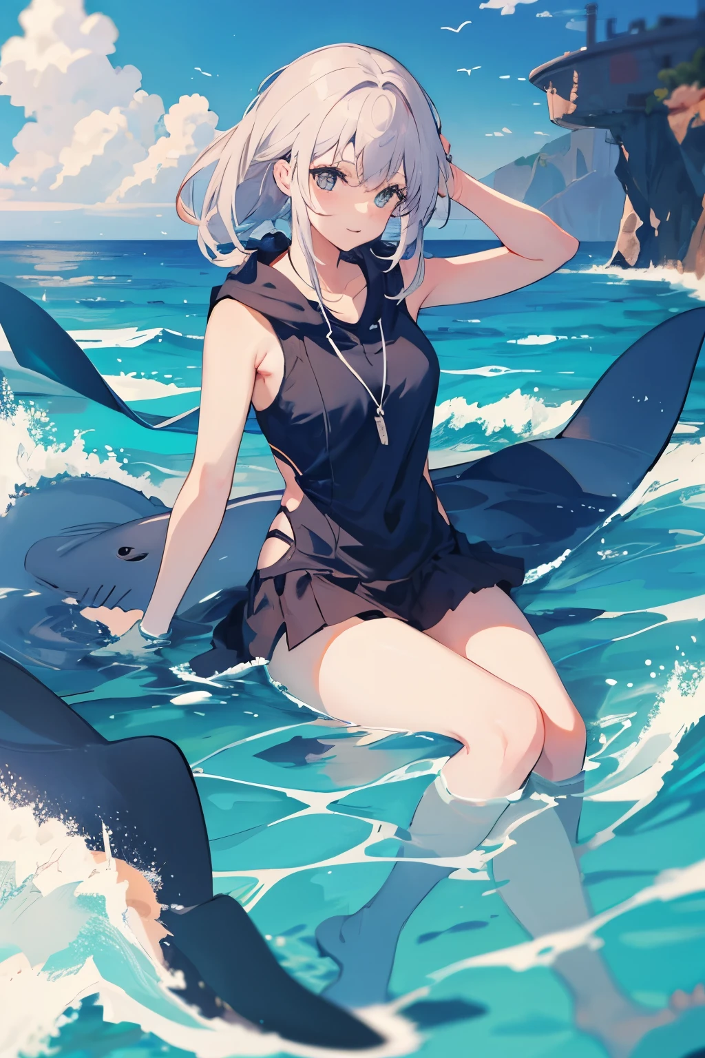 1 girl,whale,end,ocean