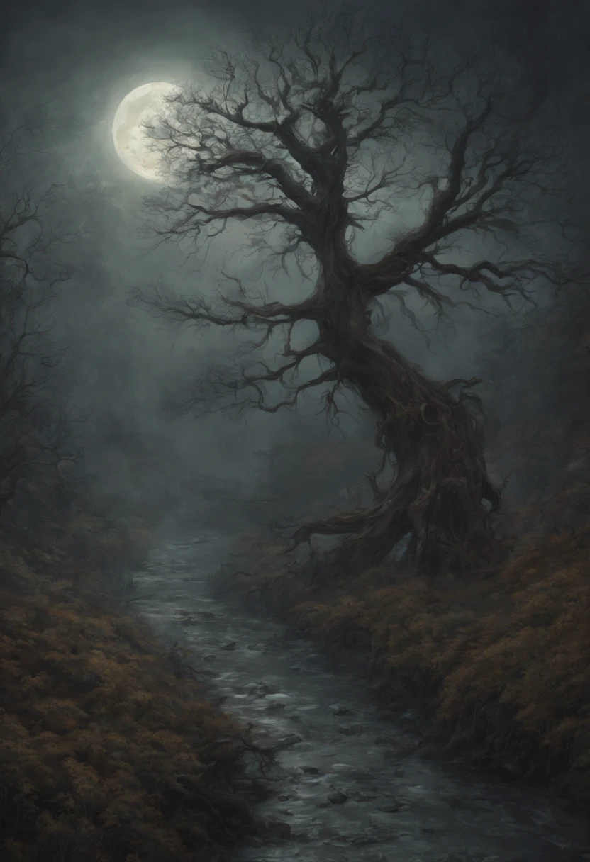 (best quality,4k,8k,highres,masterpiece:1.2),ultra-detailed,(realistic,photorealistic,photo-realistic:1.37),Endless Night,hyperdetailed,double exposure fantasy,style of Richard Anderson,style of Gris Grimly,style of Norman Ackroyd,nighttime scene,colorful,dark shadows,ethereal atmosphere,mysterious figures,swirling smoke,pulsating moonlight,dreamlike setting,moonlit sky,haunting tree branches,twinkling stars,surreal elements,layered textures,intertwined narratives,rich symbolism,alluring contrast,magical and mystical ambiance,otherworldly creatures,fantastical landscapes,breathtaking details,enchanted forest,long, curving pathways,glimmers of light,whispering winds,shifting perspectives,dynamic composition,melancholic undertones,magical realism,hint of darkness,striking highlights,deep shadows,dramatic illumination,contrasting colors,hidden secrets,eerie tranquility,uncanny beauty,dark fairy tale elements,hauntingly beautiful characters,vibrant hues,splashes of vibrant colors,endless possibilities