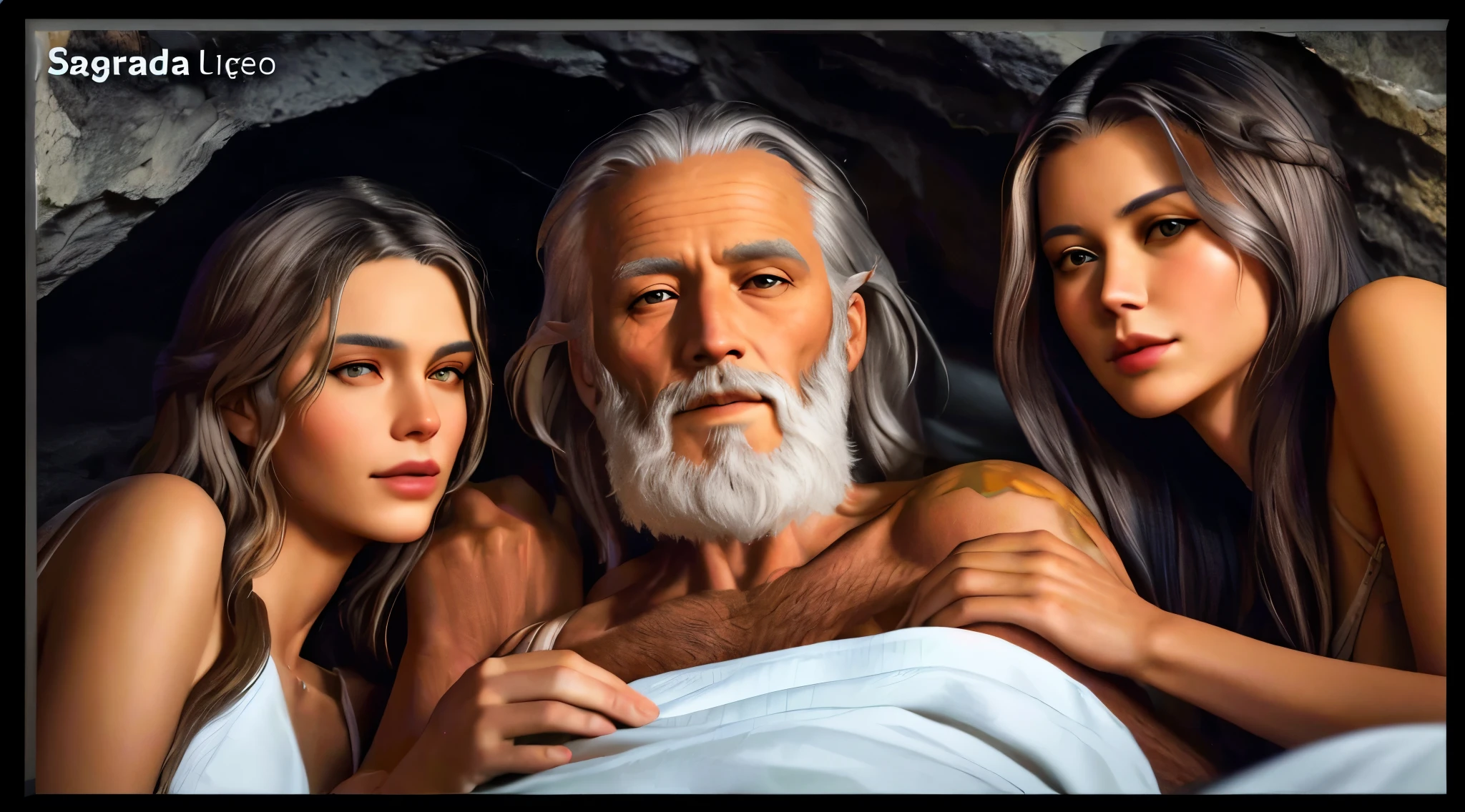 trimmed man with beard and three women in bed, ultra pintura digital realista, pintura digital do mito grego, hyper pintura digital realista, photopintura digital realista, pintura ultra realista, hyperpintura digital realista, arte digital ultrarrealista, pintura digital realista, arte digital ultra realista, por Galen Dara, arte digital muito realista