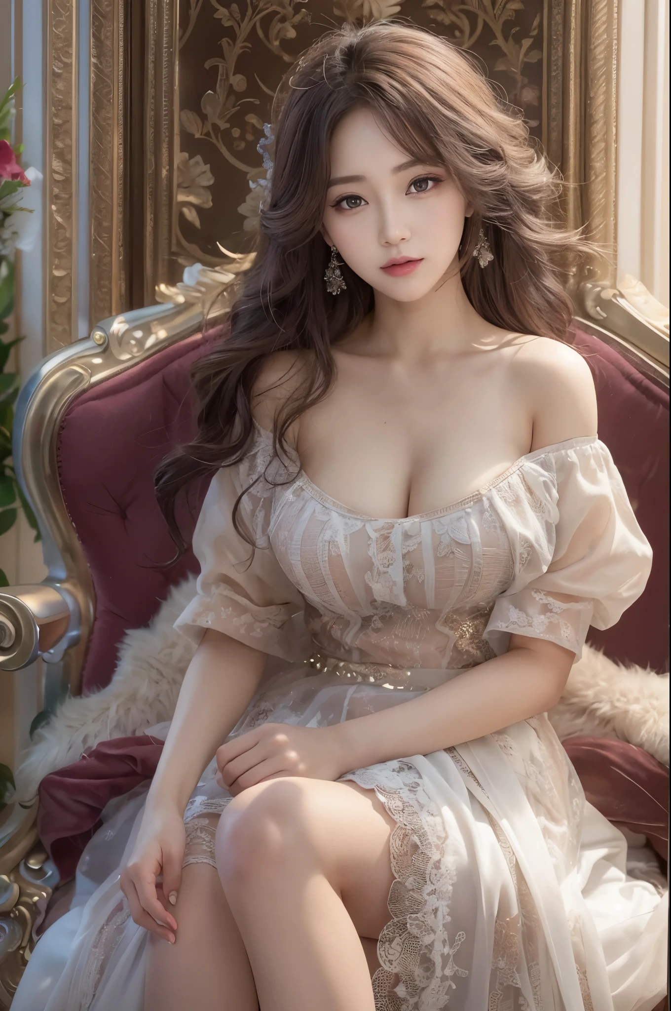 ulzzang-6500-v1.1, (RAW photo:1.2), (realistic), beautiful detailed girl, (genuine: 1.4), 1 female, Luxury hostess、Wearing a gorgeous dress、curly hair、curly hair、Make-up、woman、 super realistic pantyhose:1.4, Serving customers while sitting on the sofa, huge file size, High resolution, very detailed, highest quality, [masterpiece:1.6], enlightenment, very detailed, finely, highest quality, 8k wallpaper, movie lighting, 1 girl, 26 years old, perfect body shape, cute droopy eyes、beautiful big eyes、highest quality, 1 girl, eye shadow, (full body shot:1.1)、
