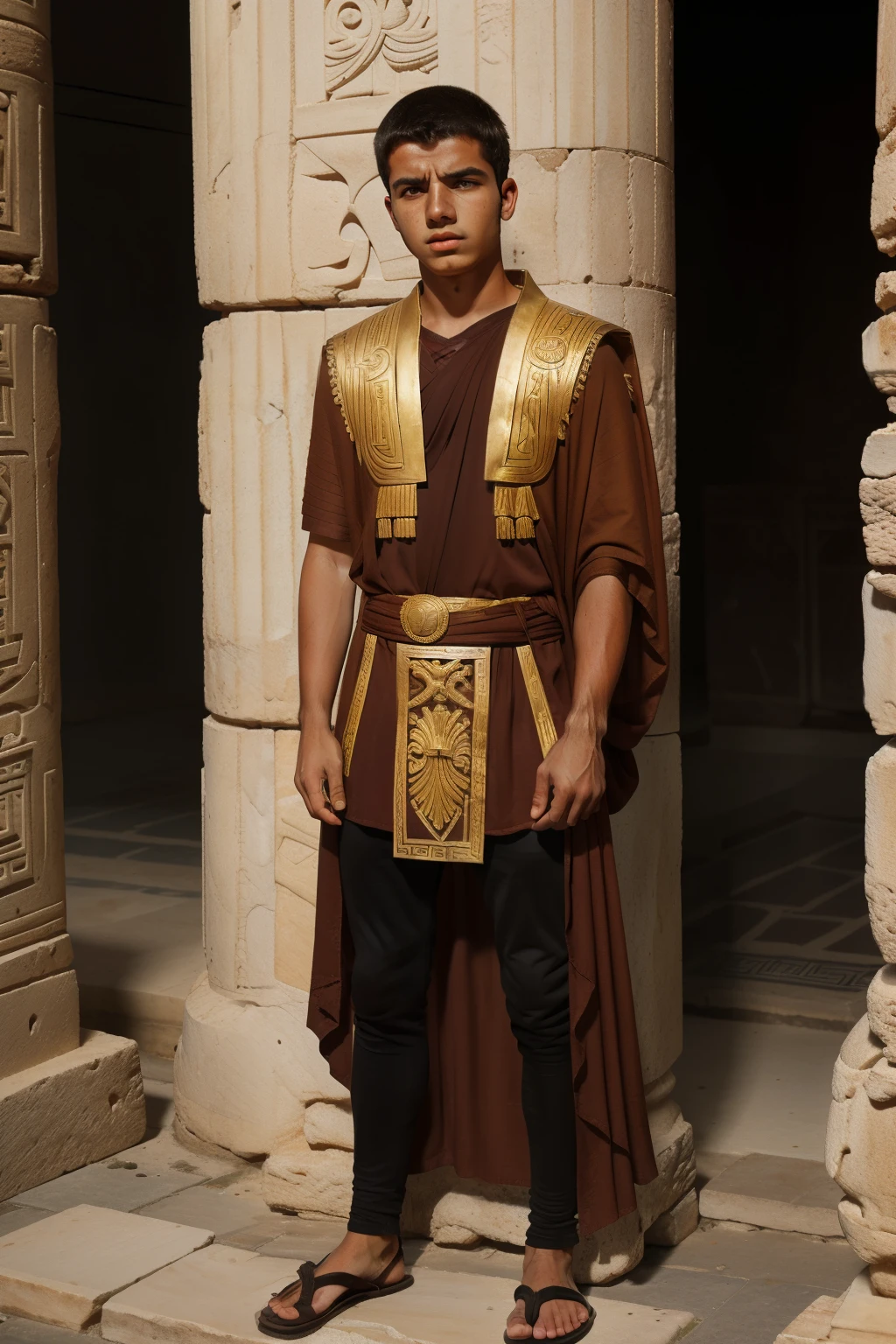 Thessaloniki, 77 BC. A ((((18-year-old)) Perdicas)), young man, in the temple, ((angry expression)). ((((macedonian clothings from the 1st century BC))))