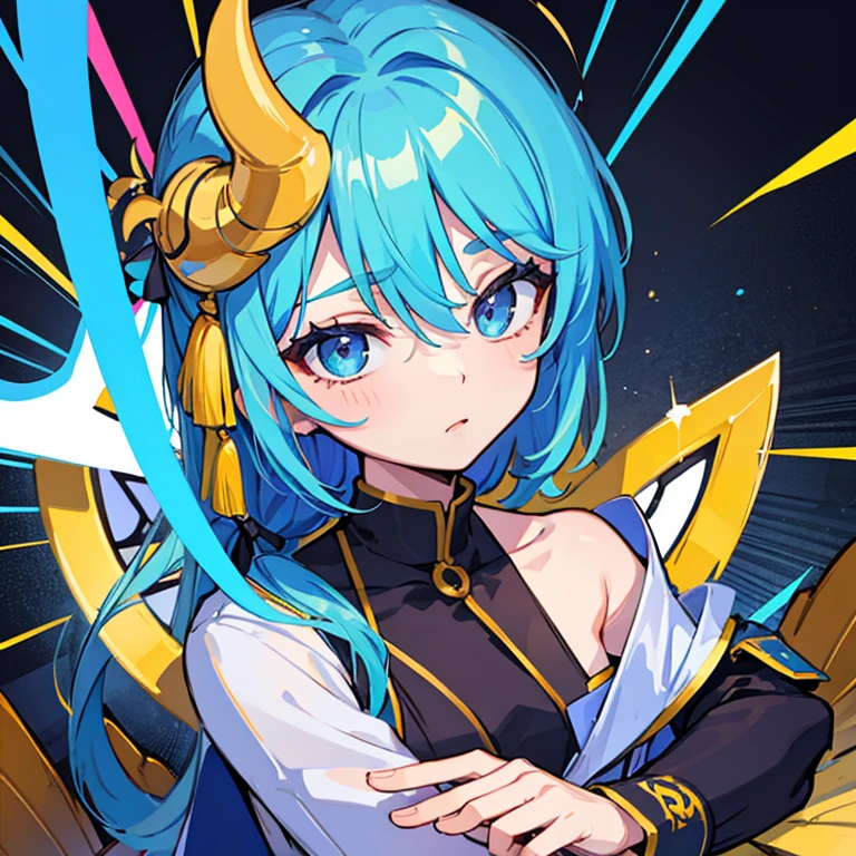 youth,horn,blue hair,Handsome guy,