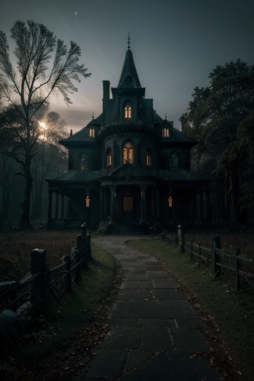 (best quality,4k,8k,highres,masterpiece:1.2),ultra-detailed,(realistic,photorealistic,photo-realistic:1.37),Eerie Places,dark and mysterious,dense fog,surreal atmosphere,moonlit sky,abandoned castle,hauntingly beautiful,crumbling statues,overgrown vegetation,glimmering mist,ominous shadows,misty graveyard,winding path leading to the unknown,ethereal light piercing through the darkness,twisted trees,whispering winds,almost tangible tension,dilapidated buildings,silhouettes in the distance,ancient ruins shrouded in mystery,gothic architecture,enchanted forest,disorienting maze,forbidden secrets,haunted presence,key to the unknown,unearthly quietness,otherworldly dimensions,lost souls,haunting whispers,ephemeral beauty,unsettling stillness,hidden passages,cryptic symbols,elusive phantoms,enchanted moonlight,forlorn spirits,morbid fascination,echoes of the past,illuminated by a single candle,spine-chilling ambiance
